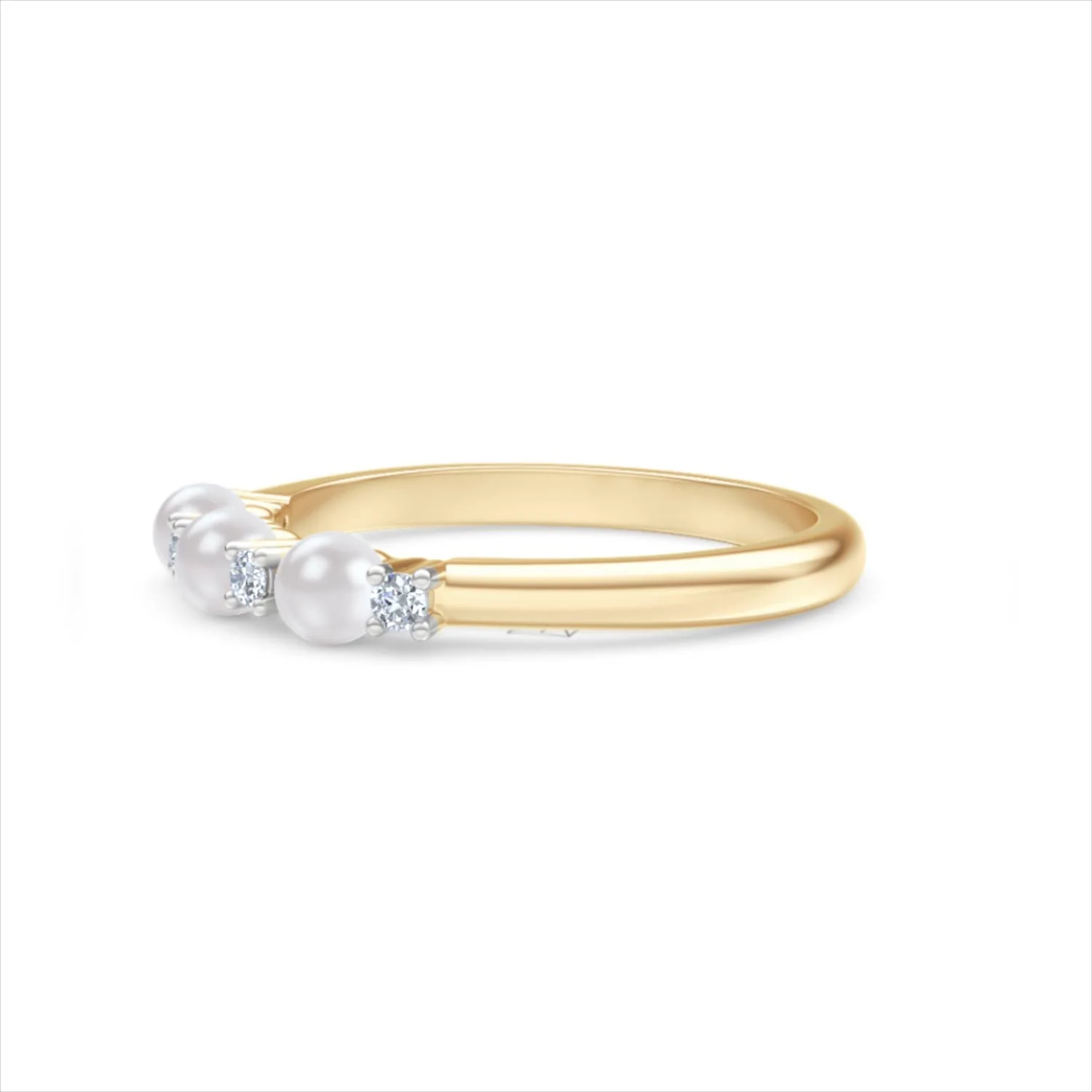 Eden 0.60ct Round Pearl and Lab Diamond 3 Stone Ring in 18K Gold Vermeil - Image 75