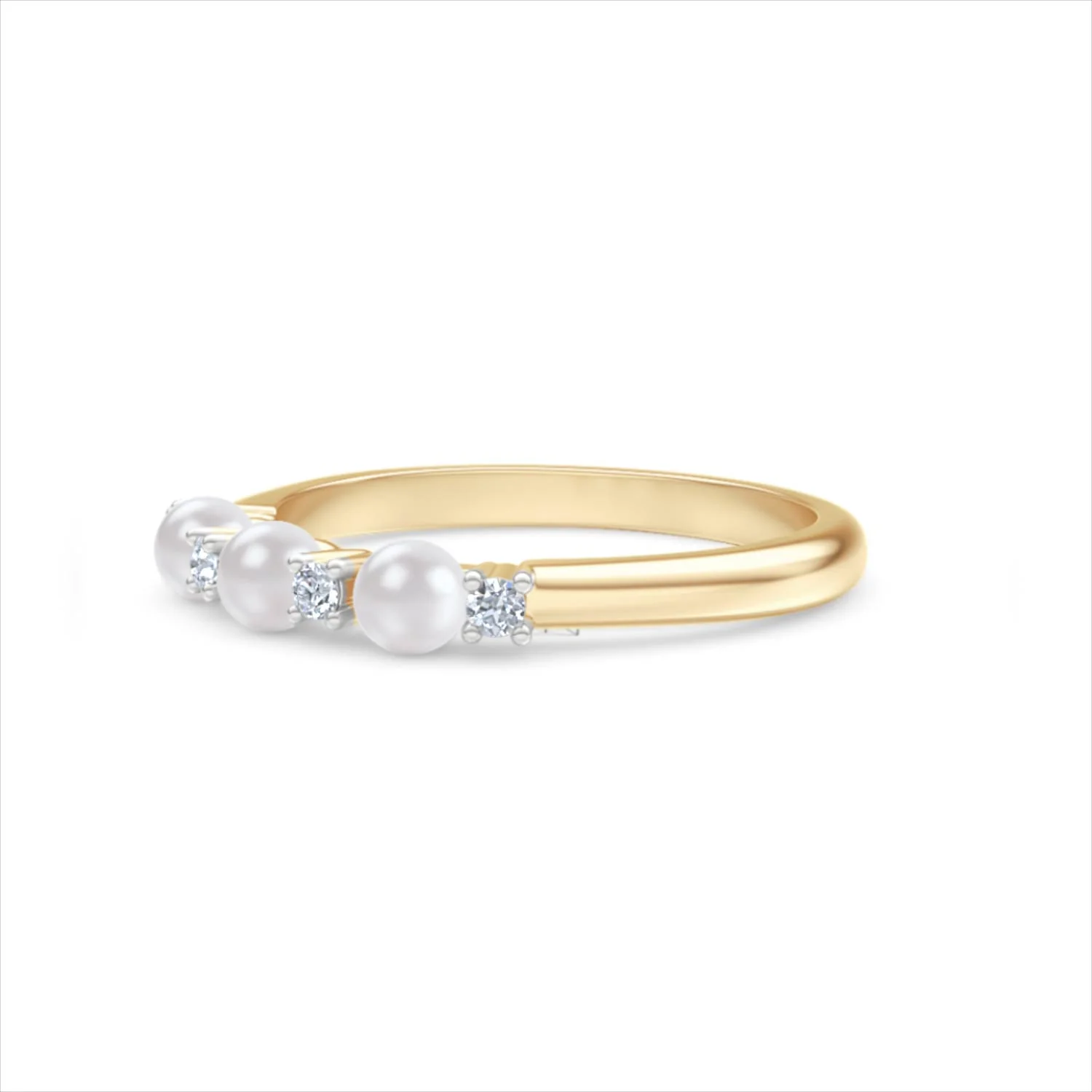 Eden 0.60ct Round Pearl and Lab Diamond 3 Stone Ring in 18K Gold Vermeil - Image 78