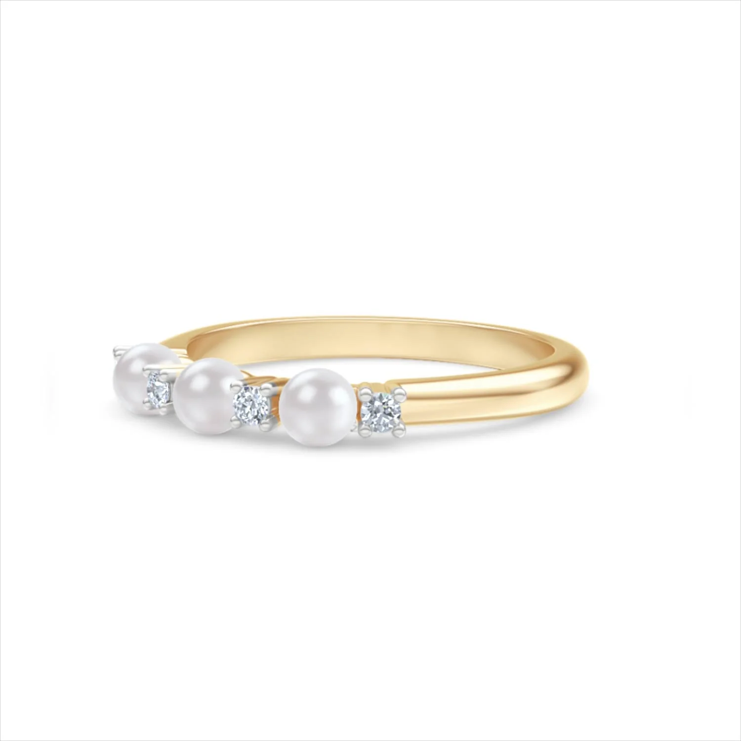 Eden 0.60ct Round Pearl and Lab Diamond 3 Stone Ring in 18K Gold Vermeil - Image 80