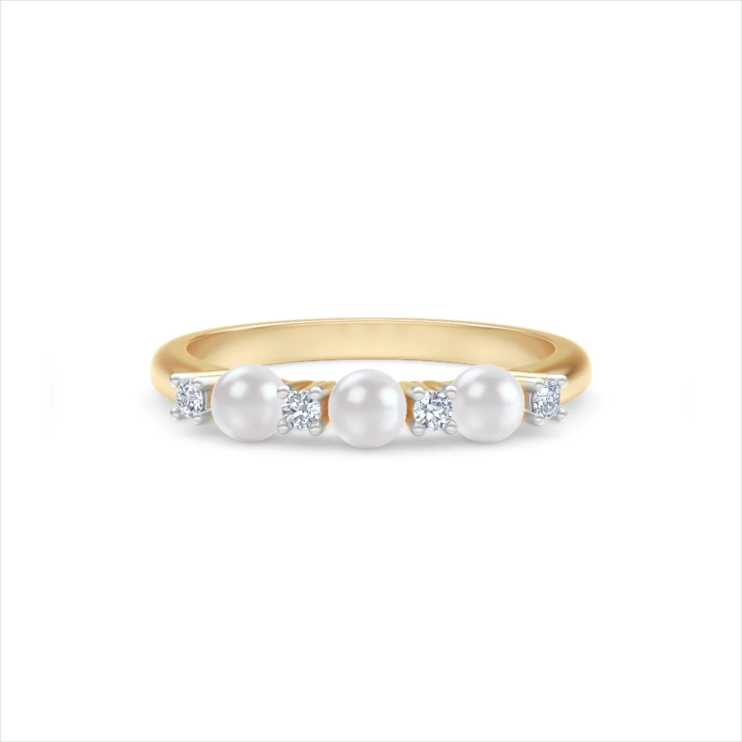 Eden 0.60ct Round Pearl and Lab Diamond 3 Stone Ring in 18K Gold Vermeil - Image 88