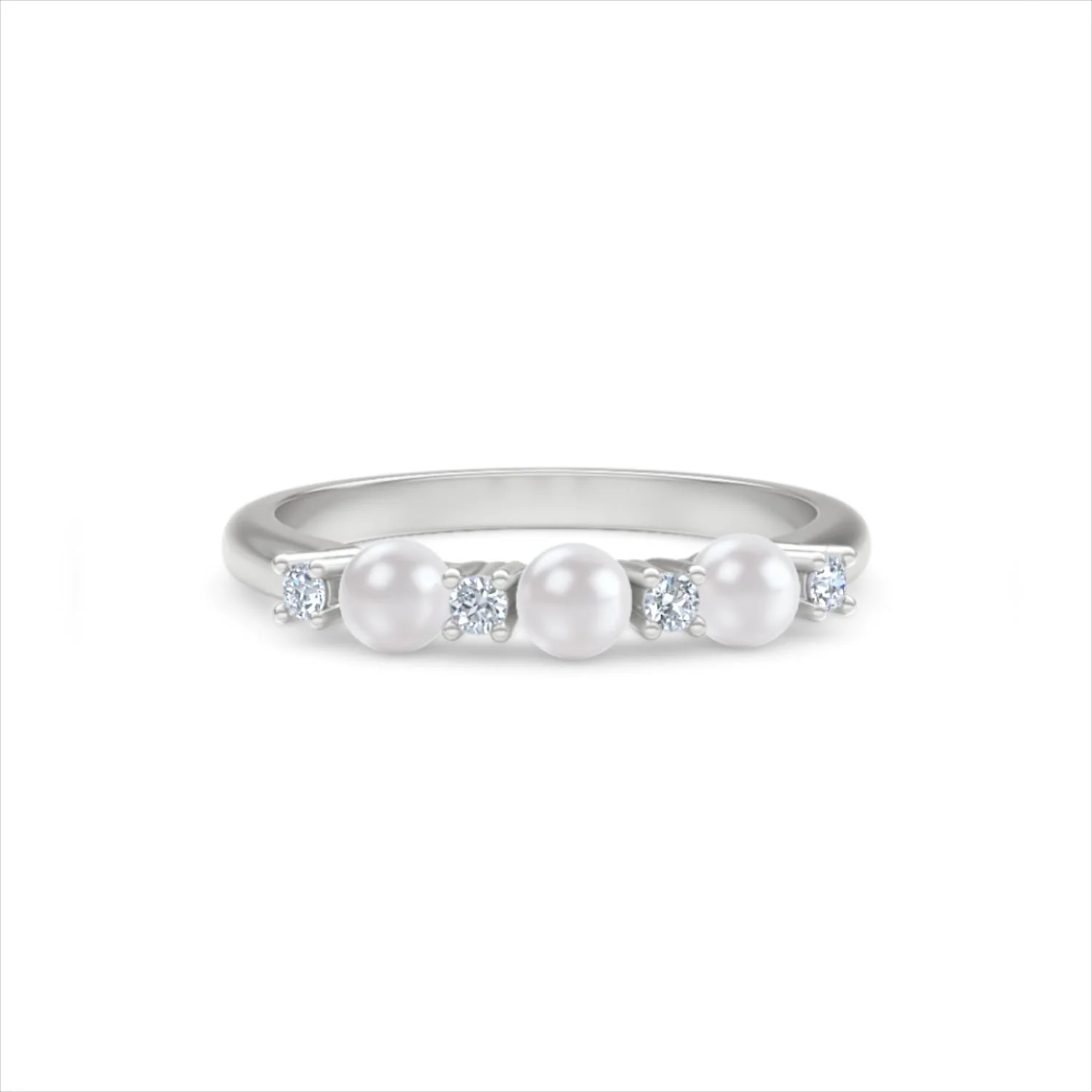 Eden 0.60ct Round Pearl and Lab Diamond Floral Ring in Sterling Silver - Image 10
