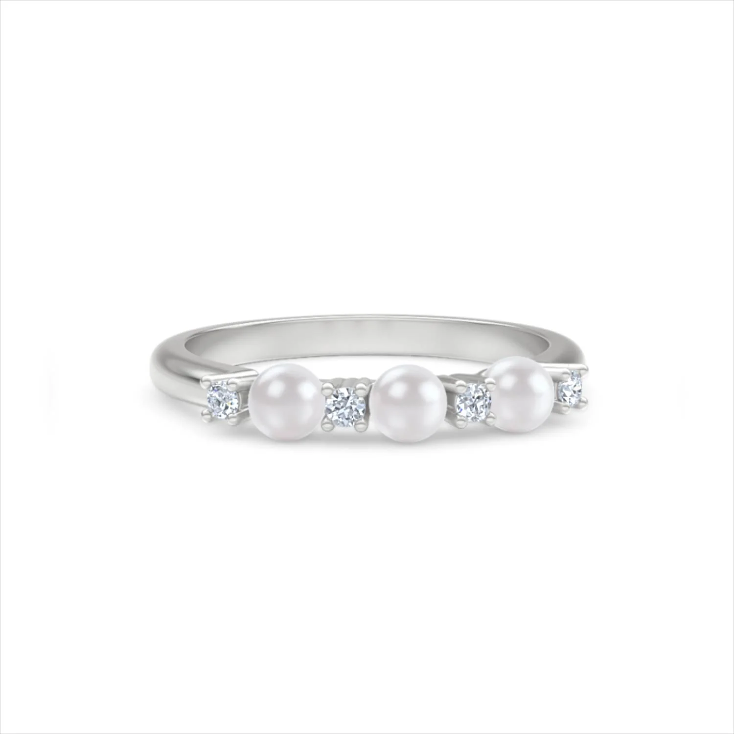 Eden 0.60ct Round Pearl and Lab Diamond Floral Ring in Sterling Silver - Image 11