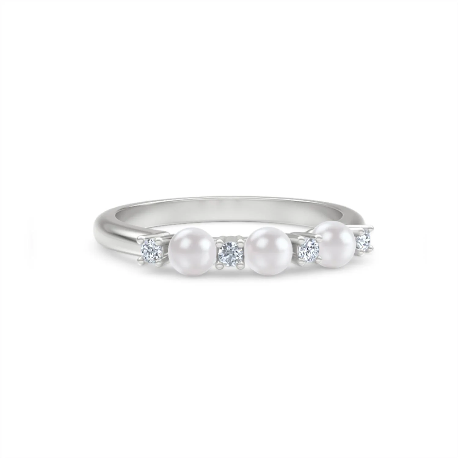Eden 0.60ct Round Pearl and Lab Diamond Floral Ring in Sterling Silver - Image 12