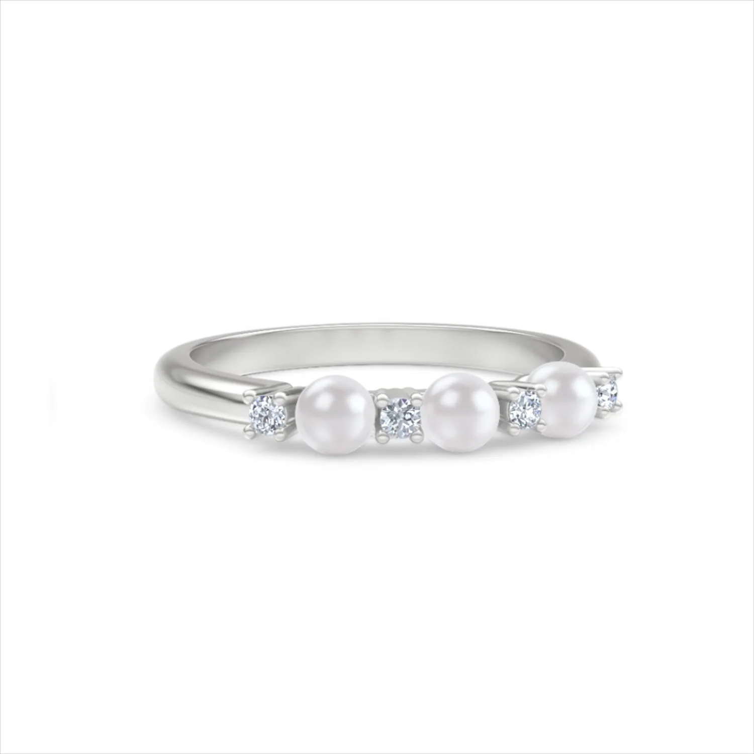 Eden 0.60ct Round Pearl and Lab Diamond Floral Ring in Sterling Silver - Image 13