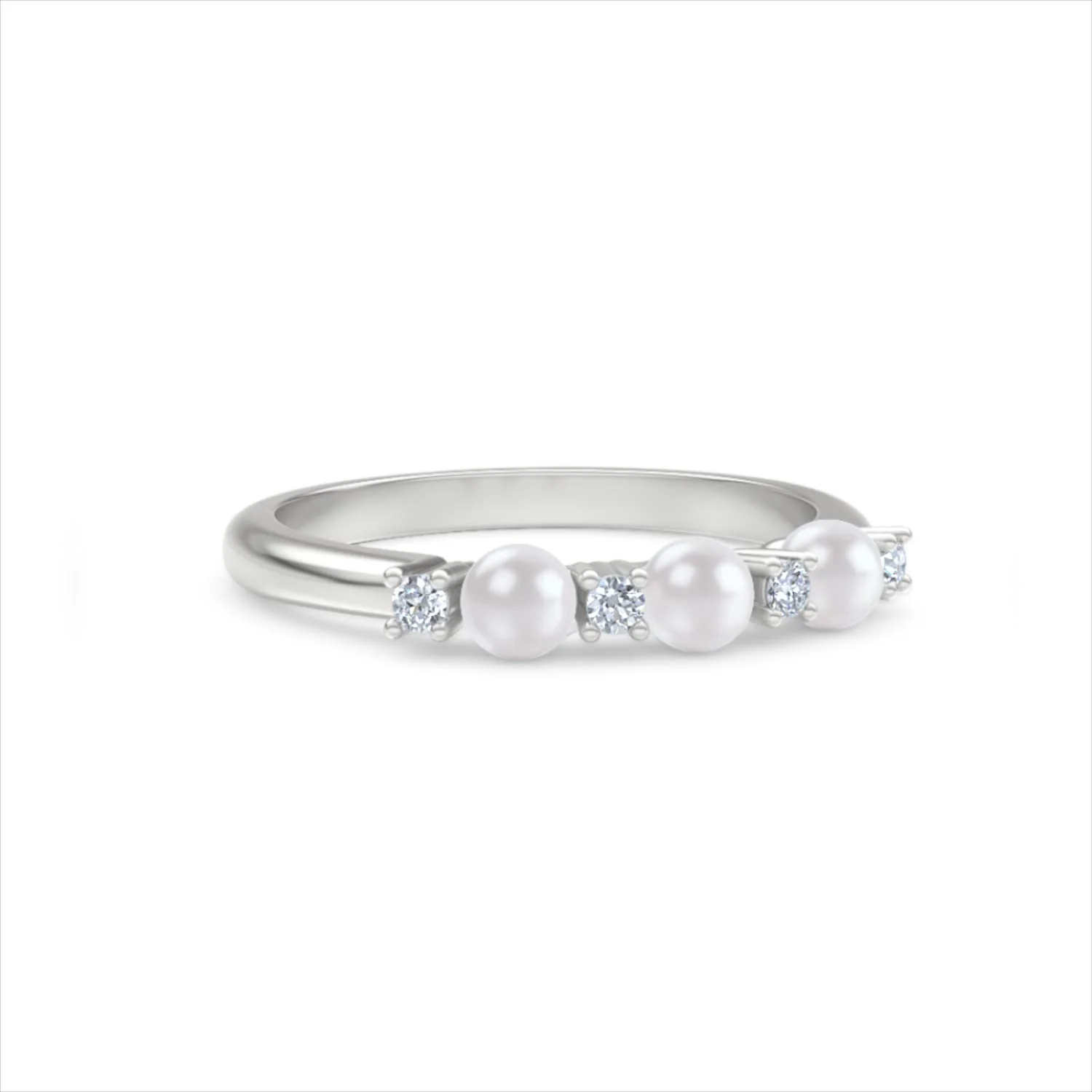 Eden 0.60ct Round Pearl and Lab Diamond Floral Ring in Sterling Silver - Image 14