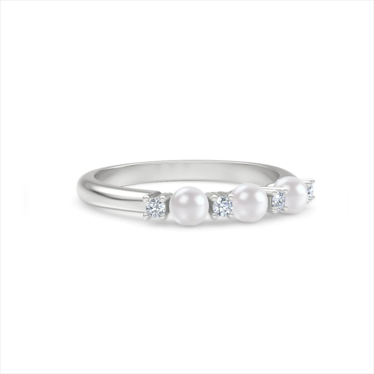 Eden 0.60ct Round Pearl and Lab Diamond Floral Ring in Sterling Silver - Image 15