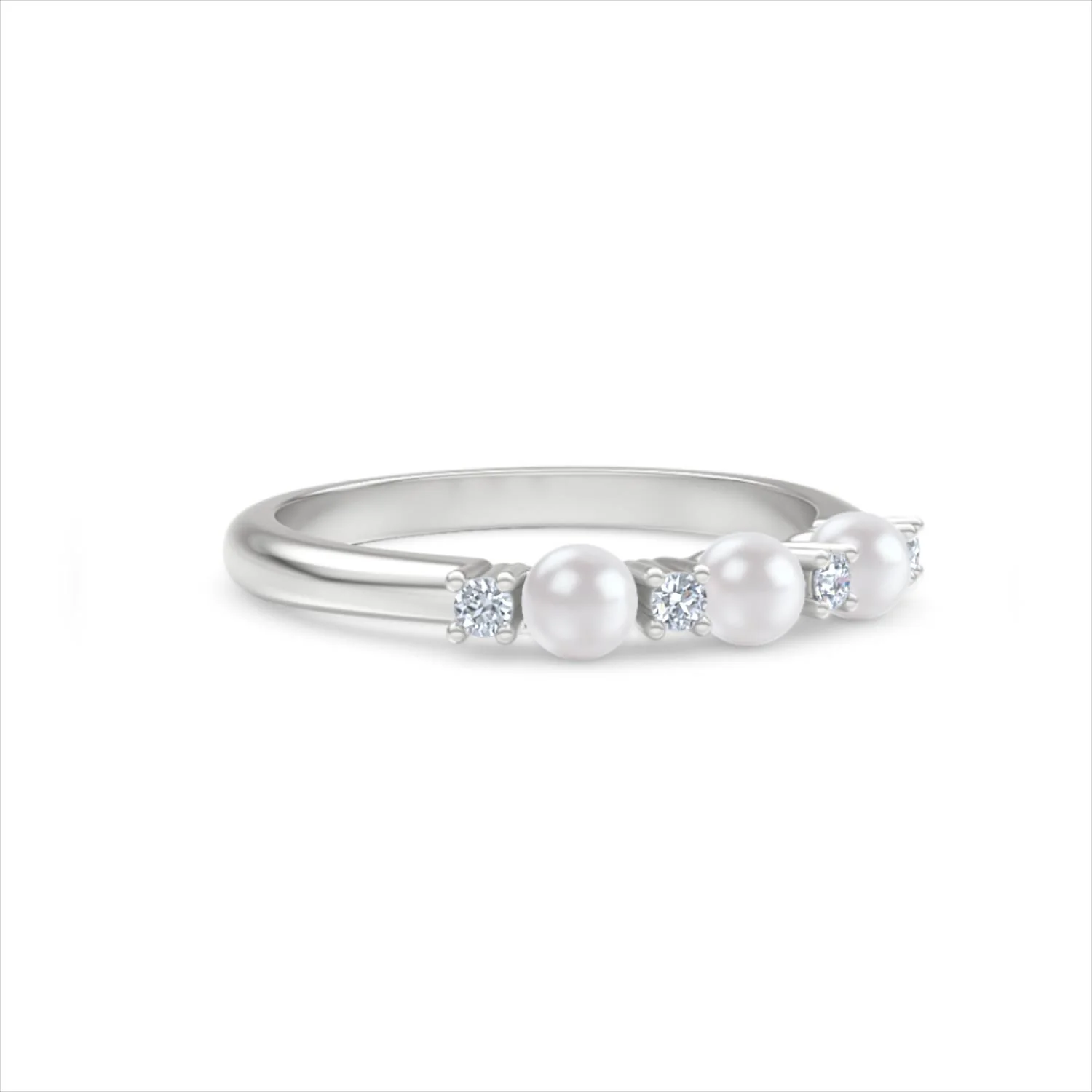 Eden 0.60ct Round Pearl and Lab Diamond Floral Ring in Sterling Silver - Image 16