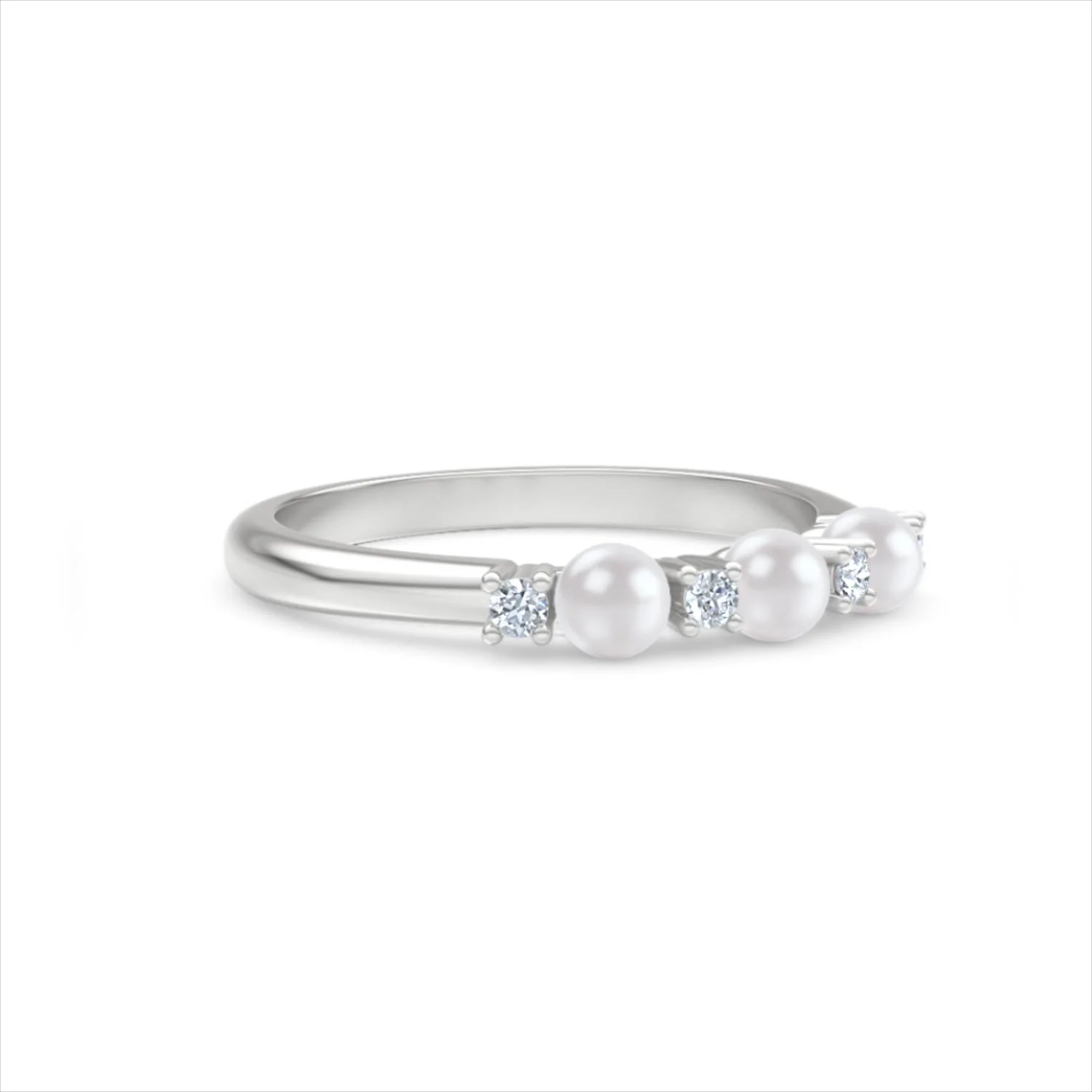 Eden 0.60ct Round Pearl and Lab Diamond Floral Ring in Sterling Silver - Image 17