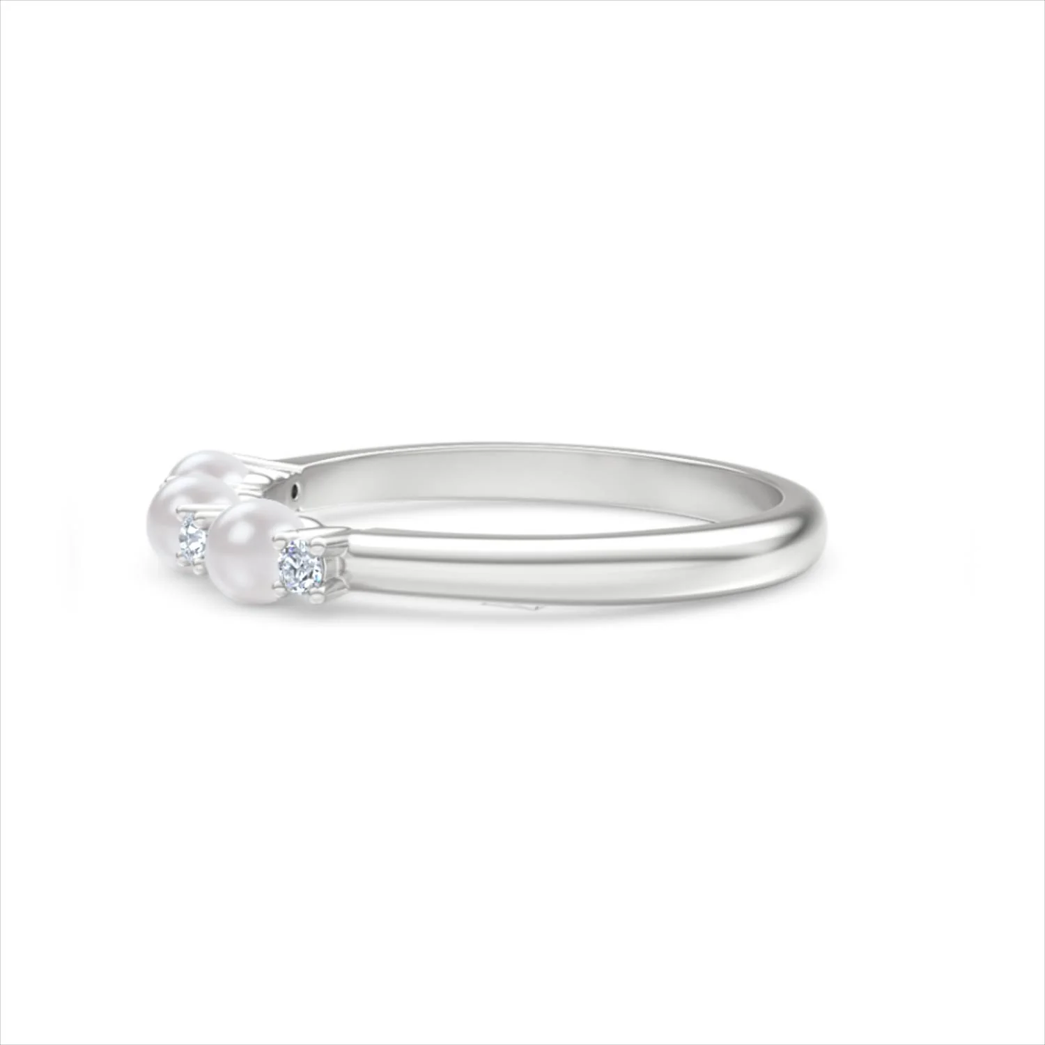 Eden 0.60ct Round Pearl and Lab Diamond Floral Ring in Sterling Silver - Image 72