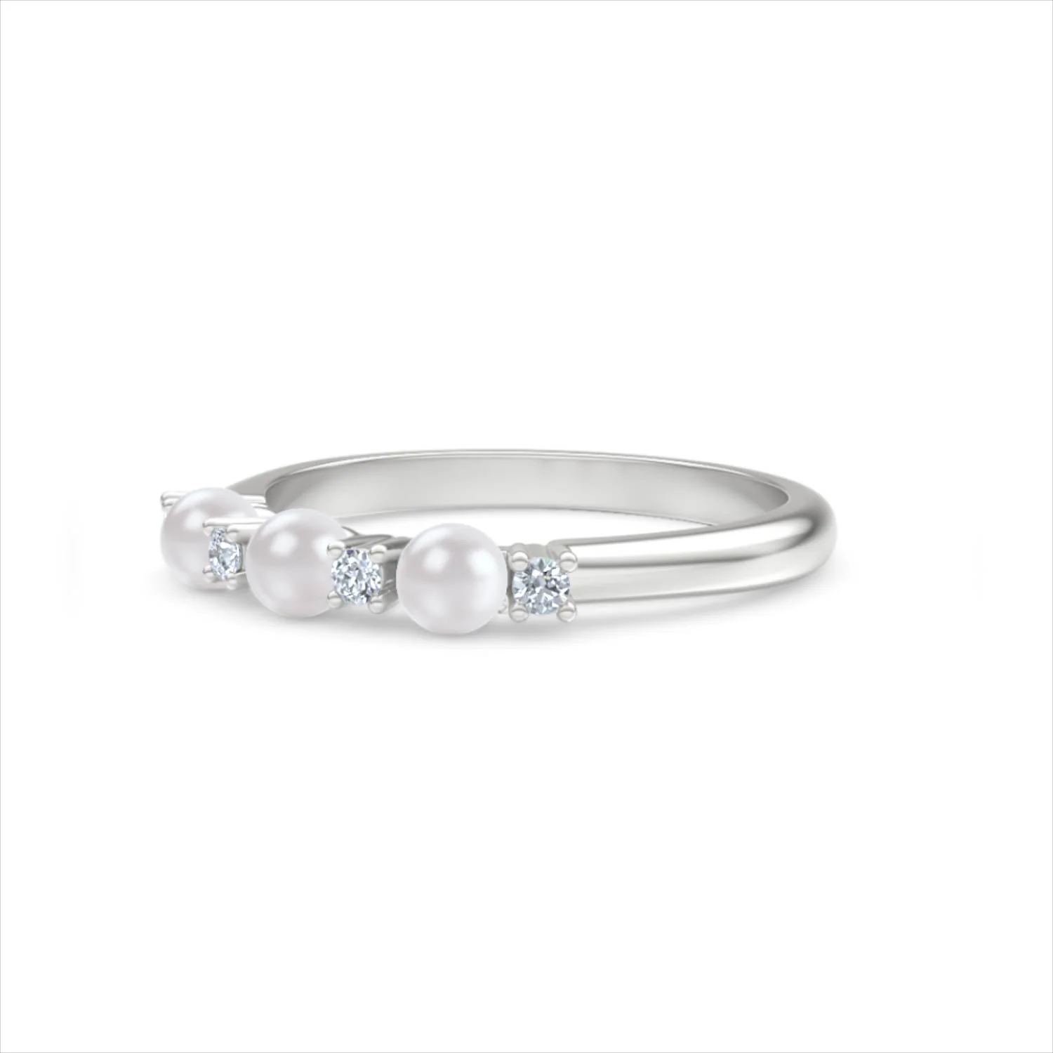 Eden 0.60ct Round Pearl and Lab Diamond Floral Ring in Sterling Silver - Image 80