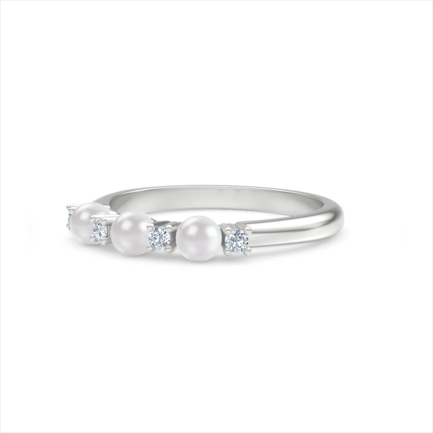 Eden 0.60ct Round Pearl and Lab Diamond Floral Ring in Sterling Silver - Image 81