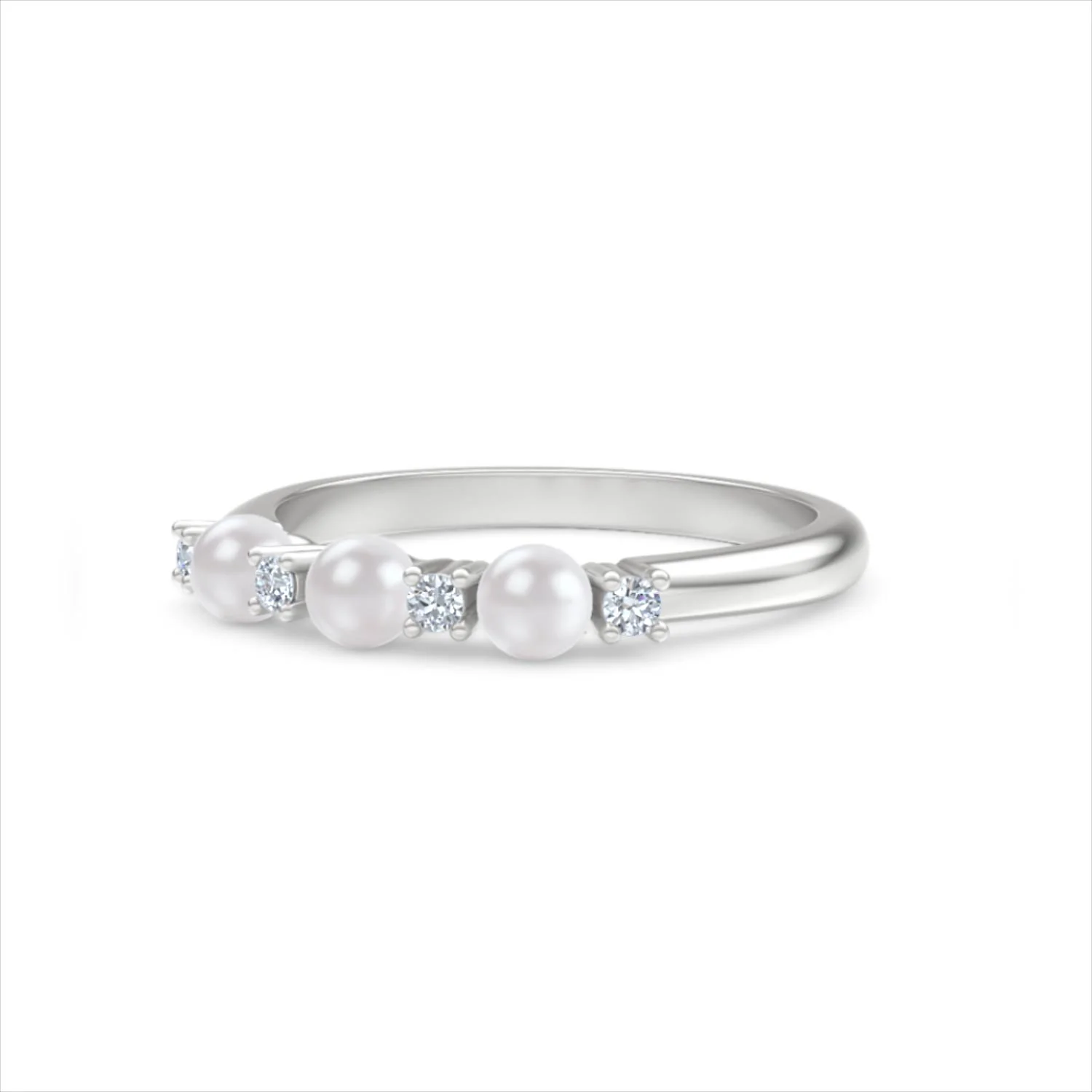 Eden 0.60ct Round Pearl and Lab Diamond Floral Ring in Sterling Silver - Image 82