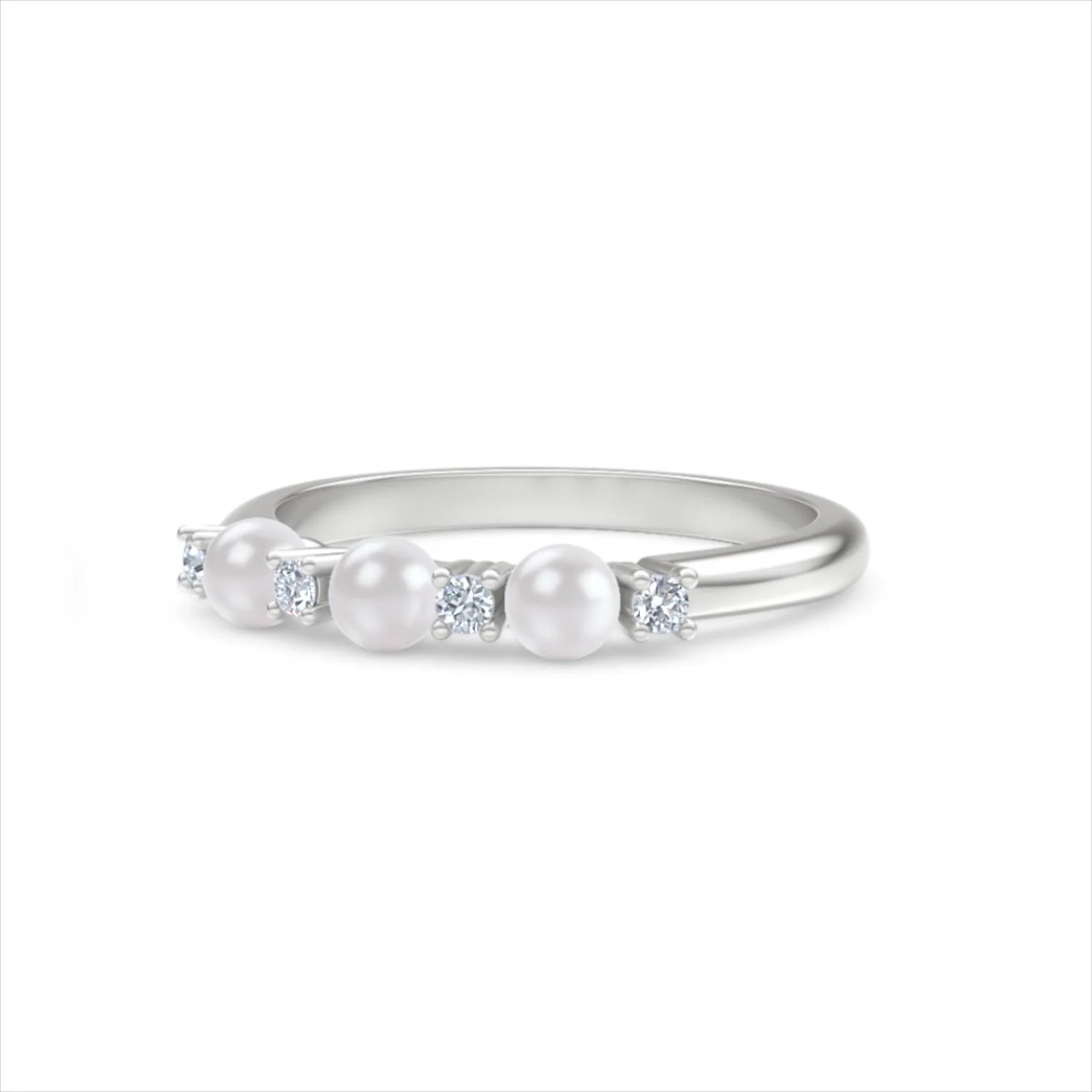Eden 0.60ct Round Pearl and Lab Diamond Floral Ring in Sterling Silver - Image 83