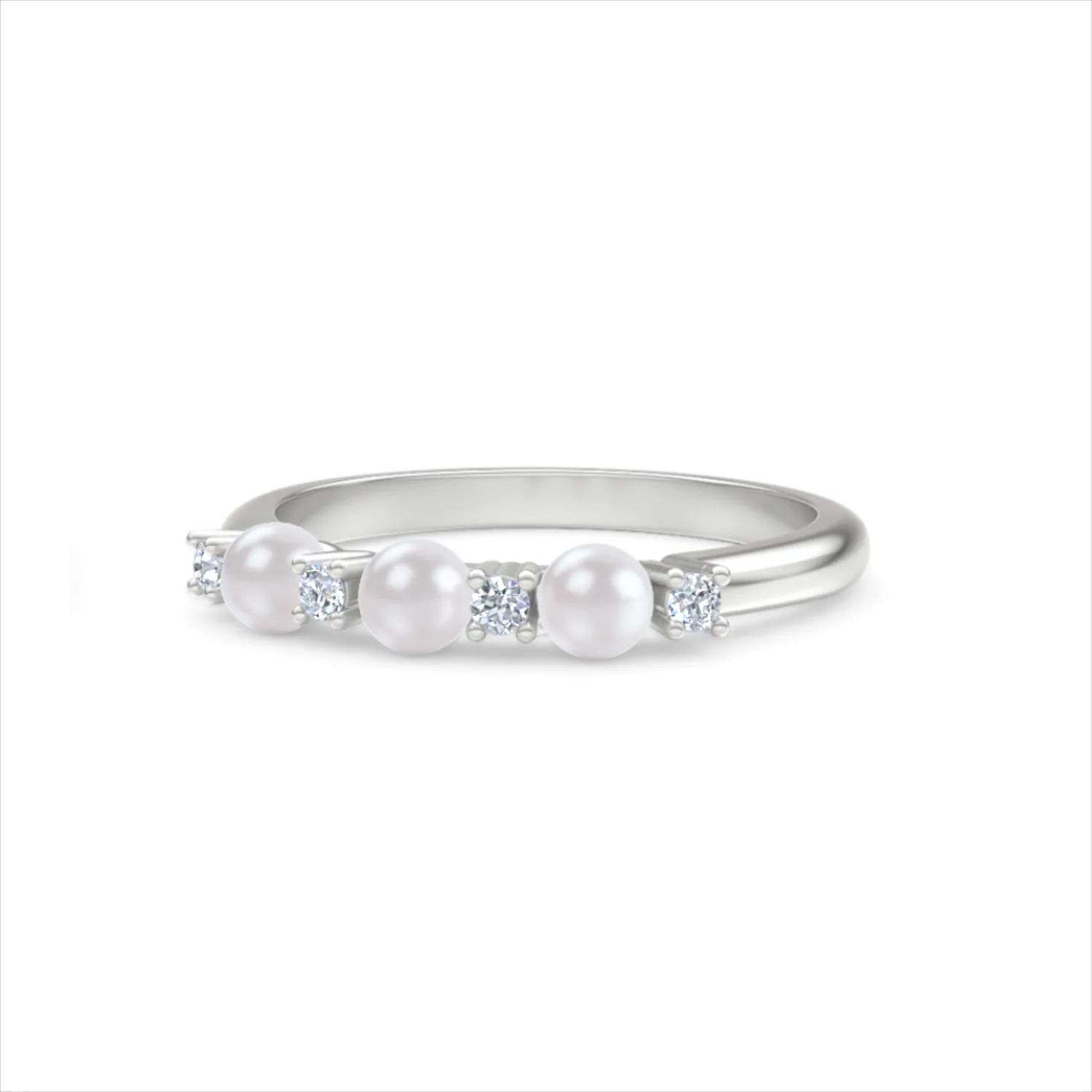 Eden 0.60ct Round Pearl and Lab Diamond Floral Ring in Sterling Silver - Image 84