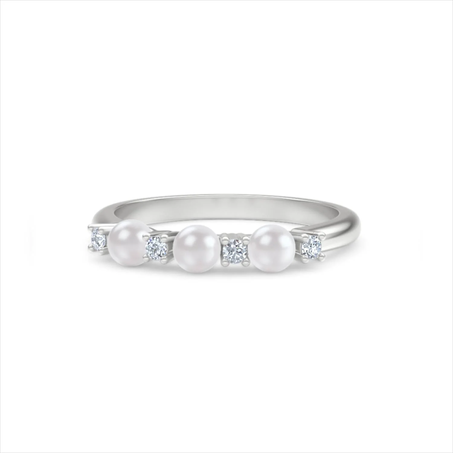 Eden 0.60ct Round Pearl and Lab Diamond Floral Ring in Sterling Silver - Image 86