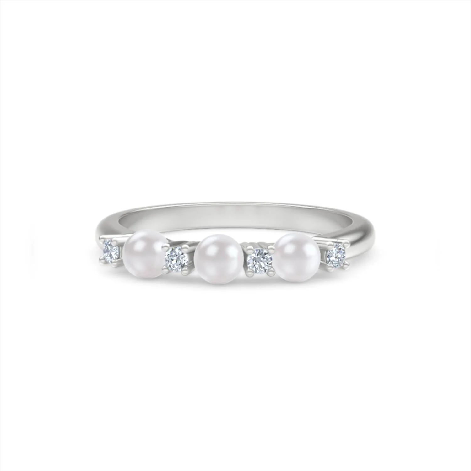 Eden 0.60ct Round Pearl and Lab Diamond Floral Ring in Sterling Silver - Image 87