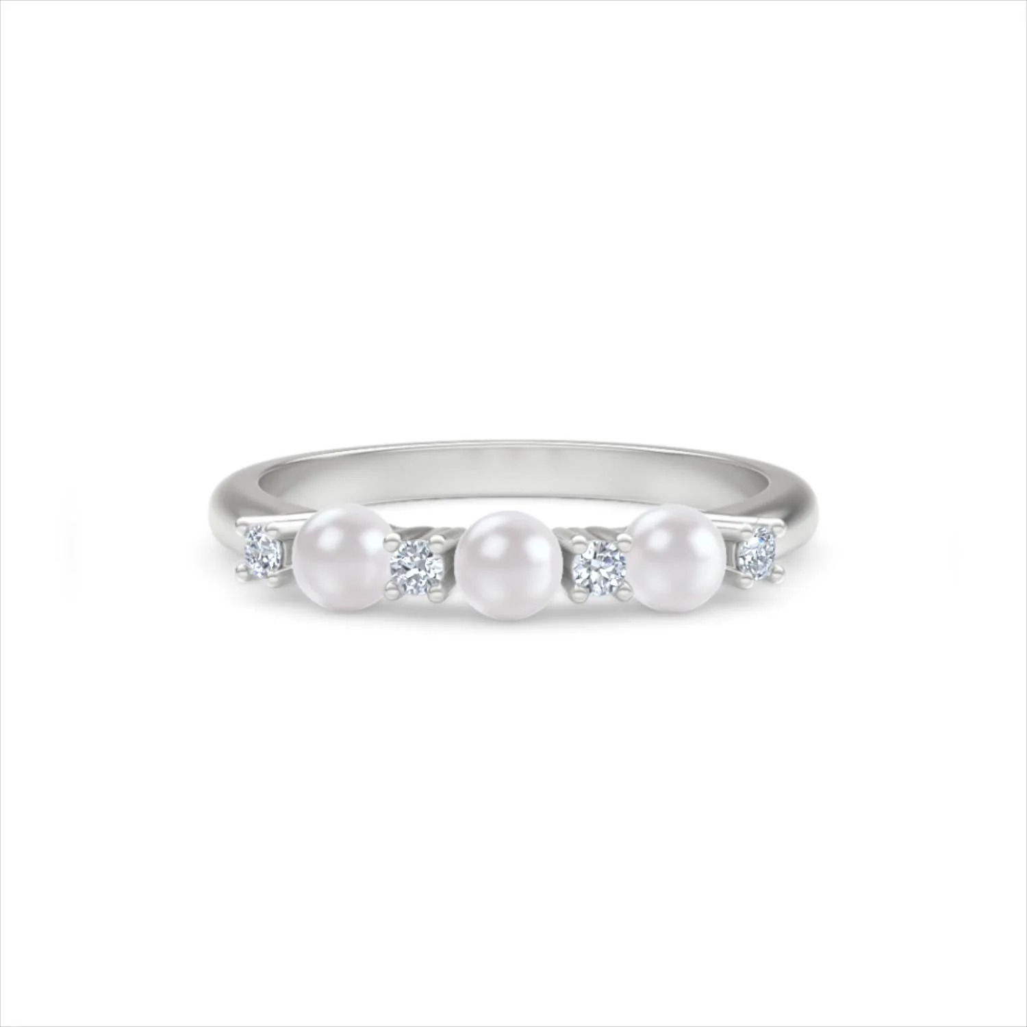 Eden 0.60ct Round Pearl and Lab Diamond Floral Ring in Sterling Silver - Image 88