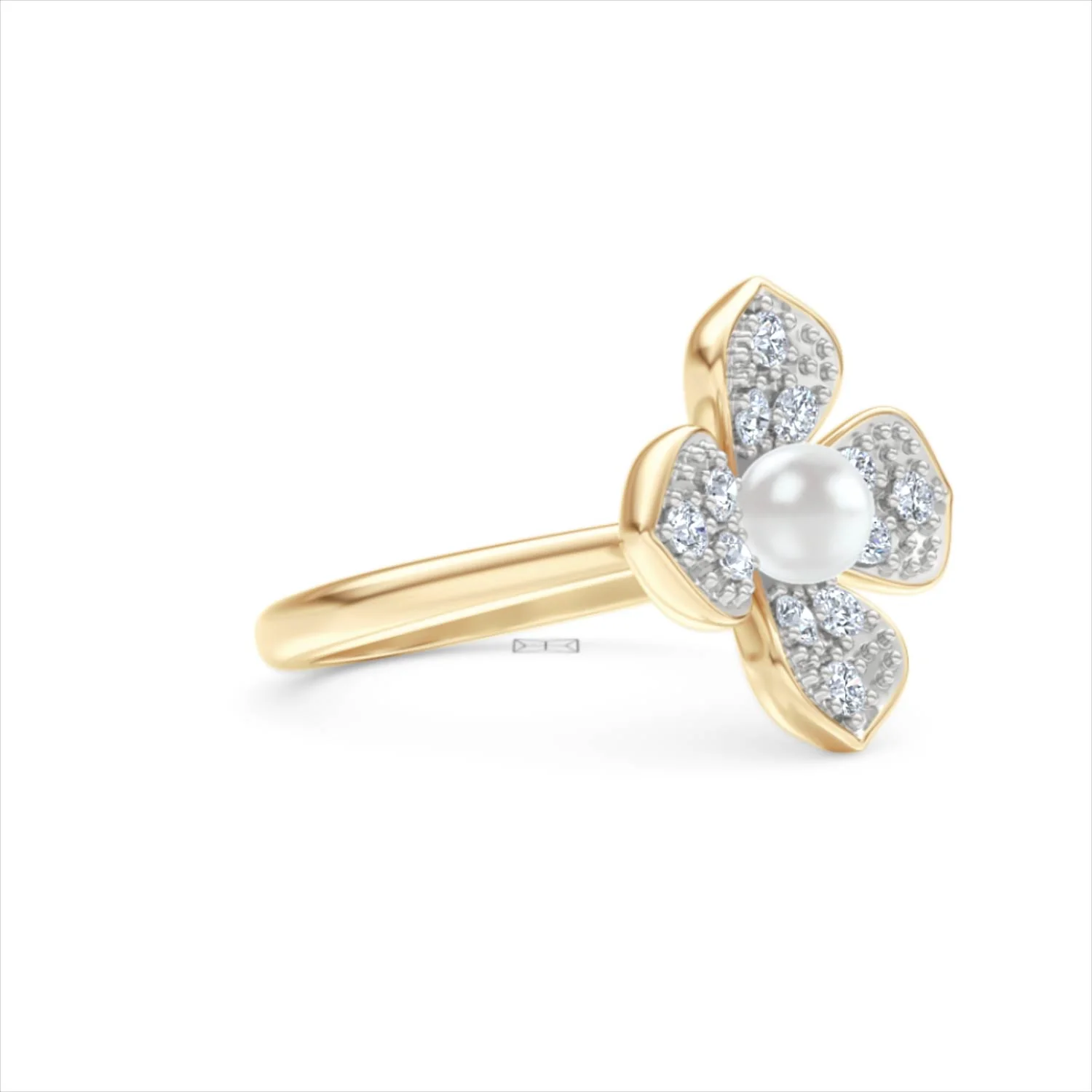 Eden 0.70ct Round Pearl and Lab Diamond Floral Ring in 18K Gold Vermeil - Image 19