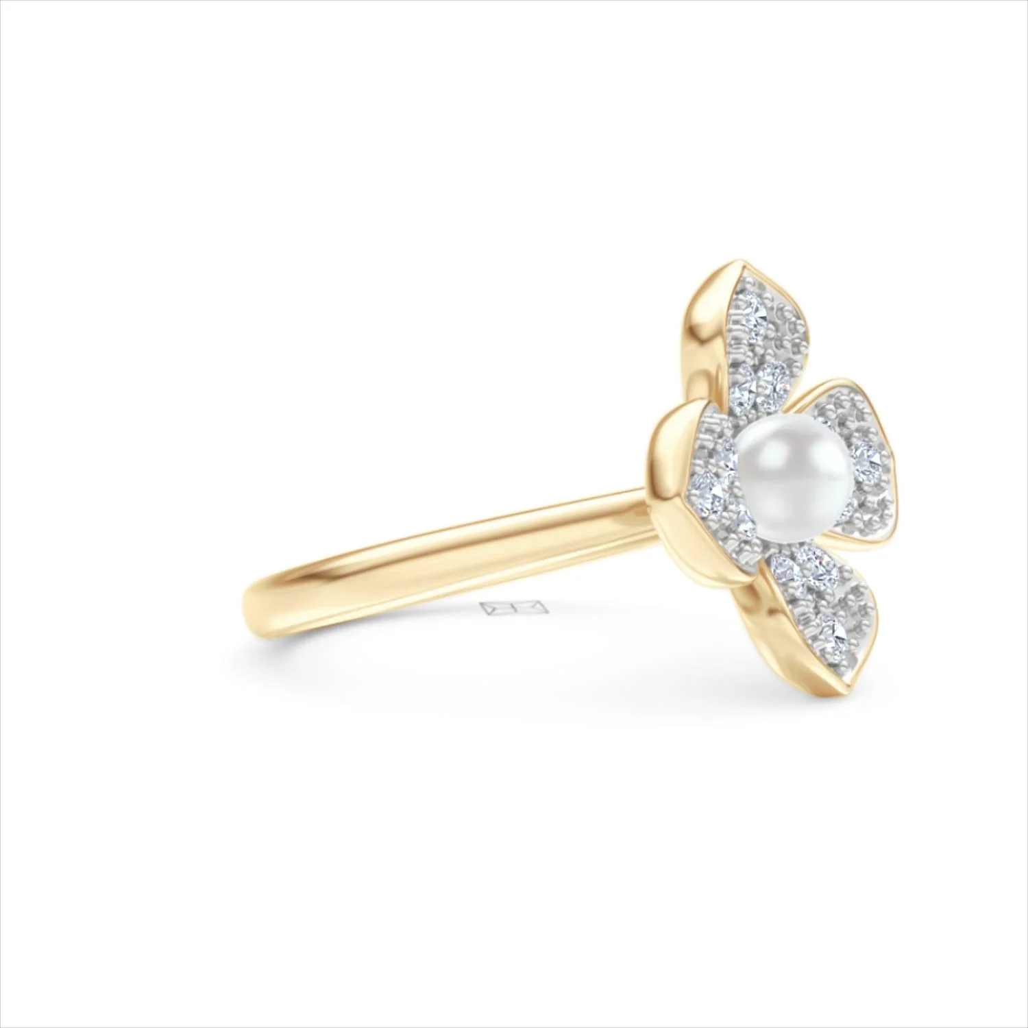 Eden 0.70ct Round Pearl and Lab Diamond Floral Ring in 18K Gold Vermeil - Image 21