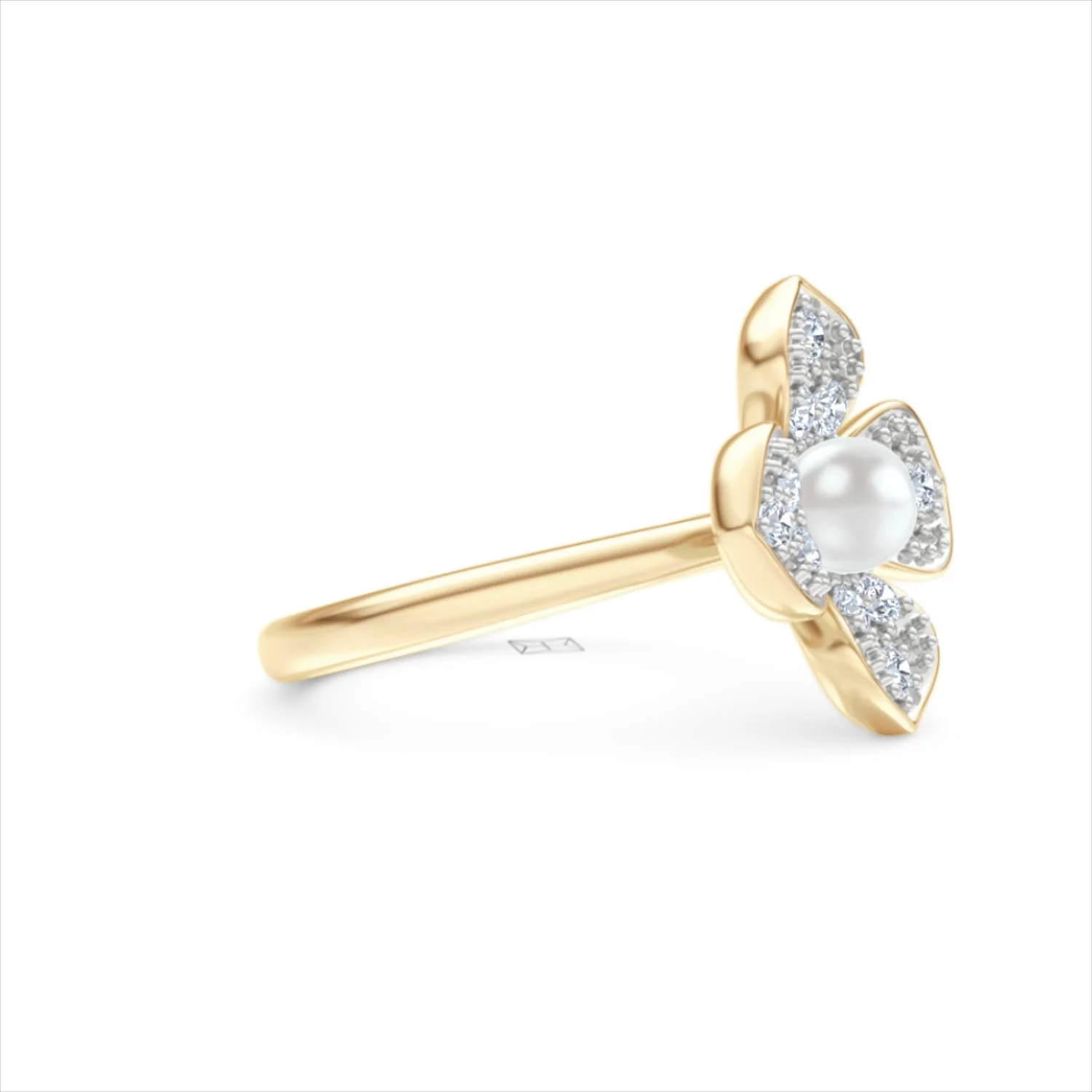 Eden 0.70ct Round Pearl and Lab Diamond Floral Ring in 18K Gold Vermeil - Image 22