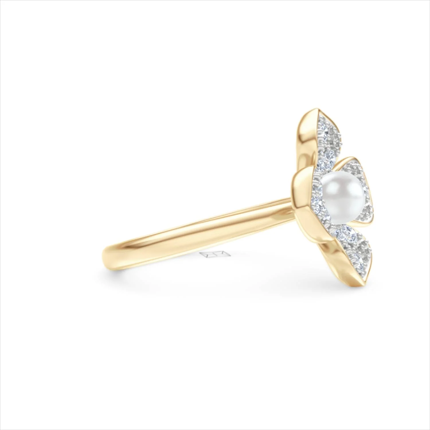 Eden 0.70ct Round Pearl and Lab Diamond Floral Ring in 18K Gold Vermeil - Image 23