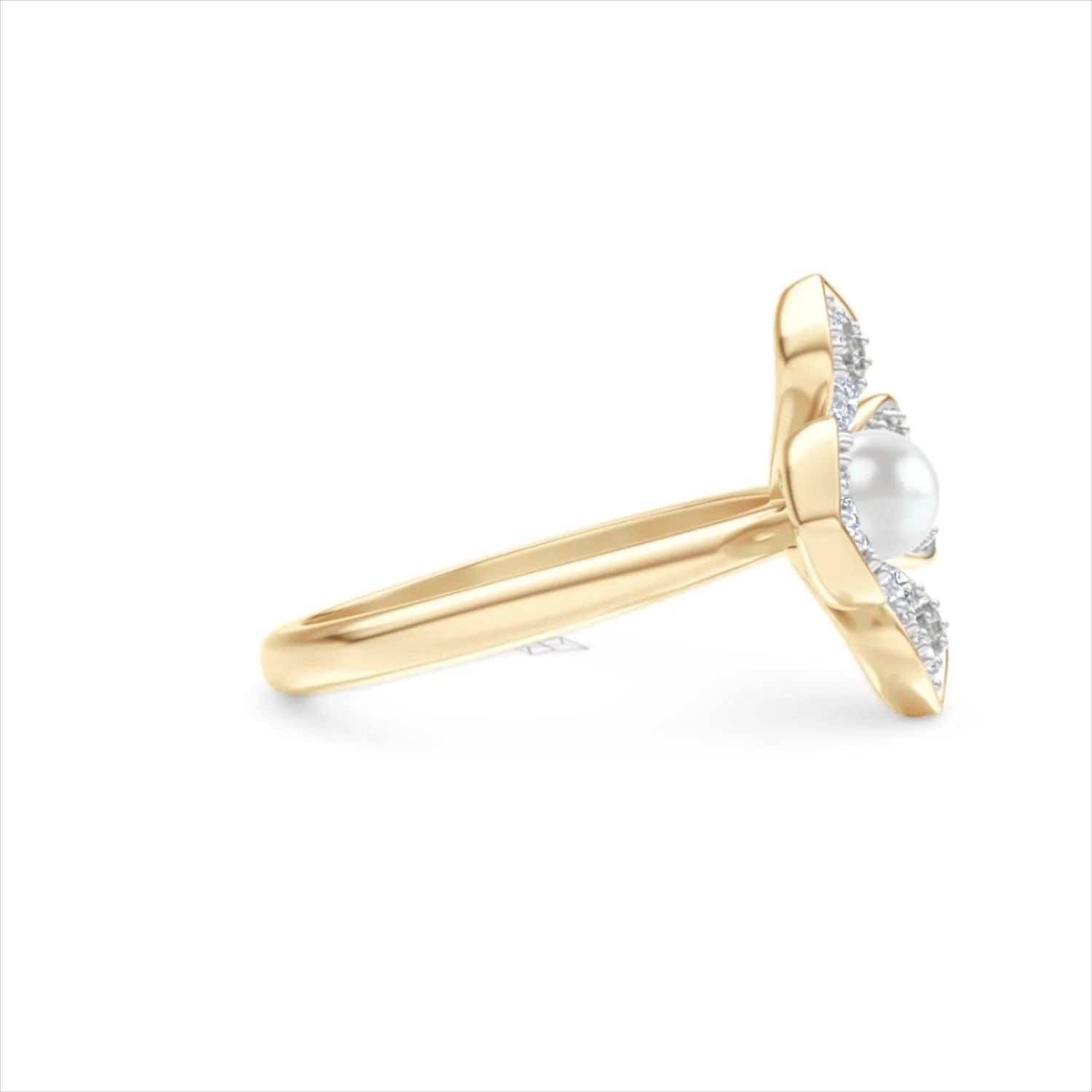 Eden 0.70ct Round Pearl and Lab Diamond Floral Ring in 18K Gold Vermeil - Image 25