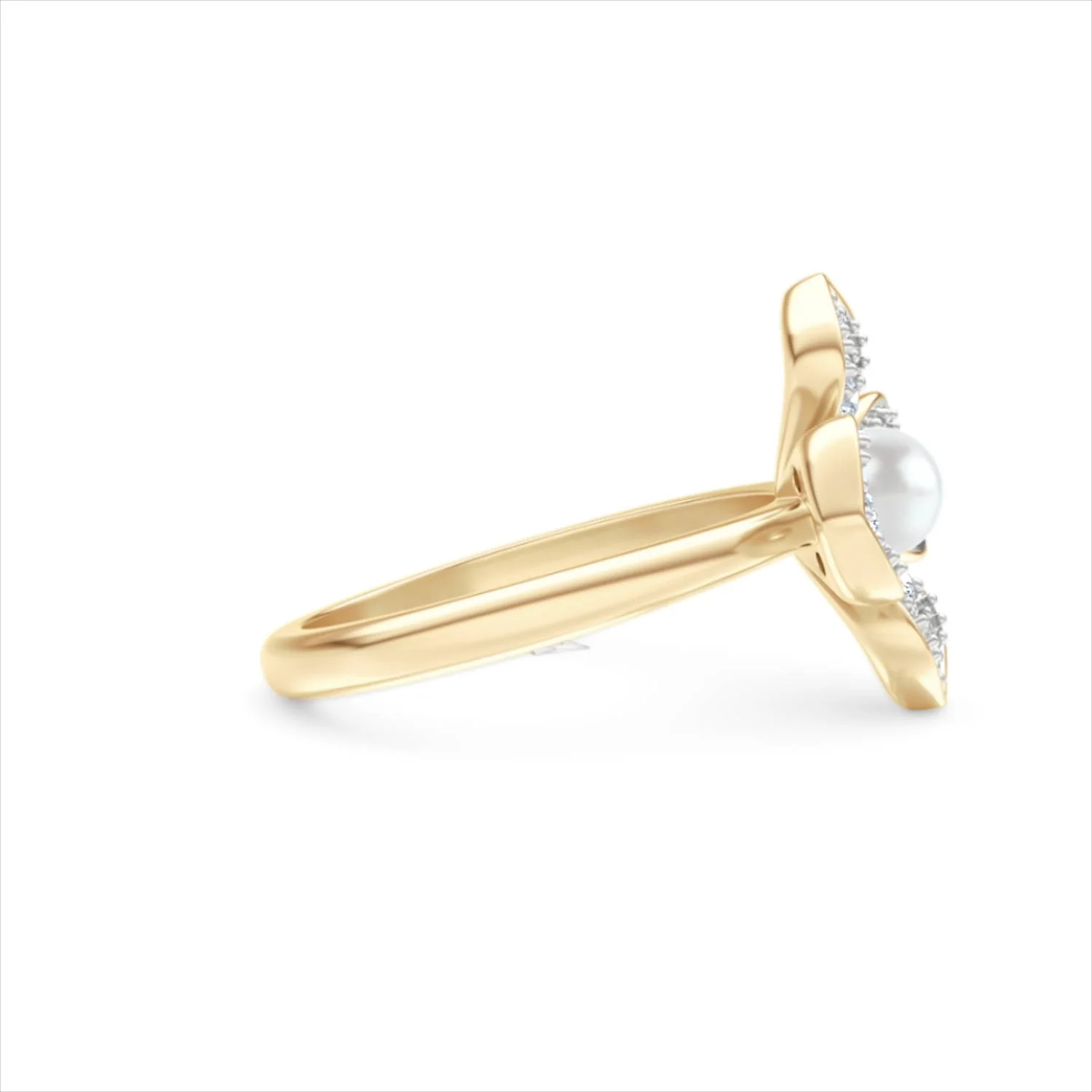Eden 0.70ct Round Pearl and Lab Diamond Floral Ring in 18K Gold Vermeil - Image 26