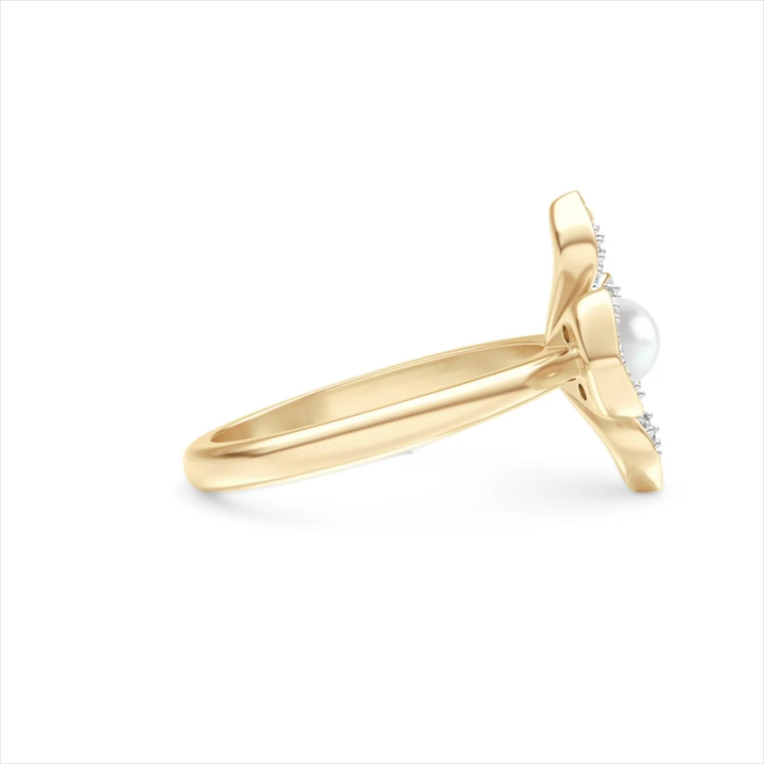 Eden 0.70ct Round Pearl and Lab Diamond Floral Ring in 18K Gold Vermeil - Image 27