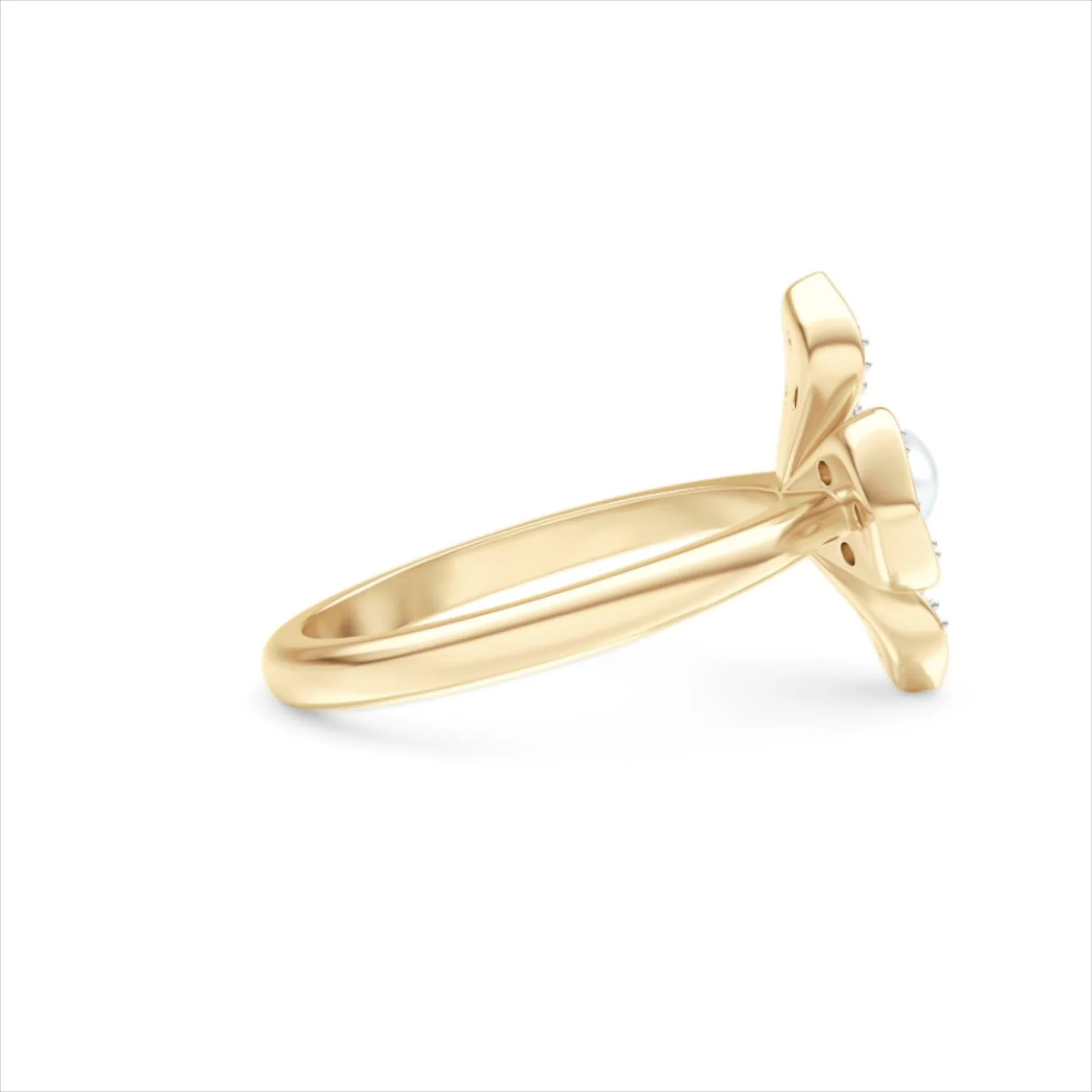 Eden 0.70ct Round Pearl and Lab Diamond Floral Ring in 18K Gold Vermeil - Image 29