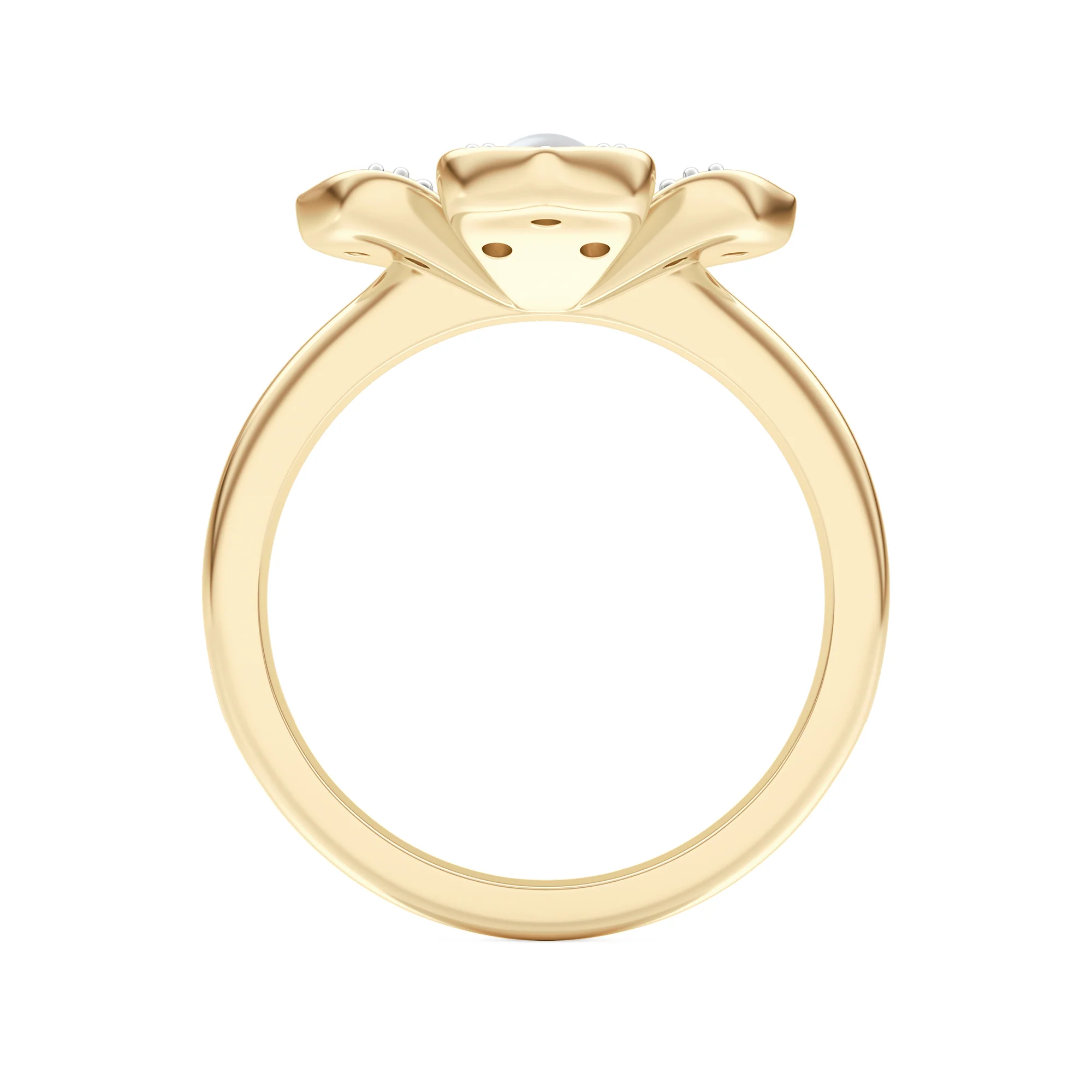 Eden 0.70ct Round Pearl and Lab Diamond Floral Ring in 18K Gold Vermeil - Image 3