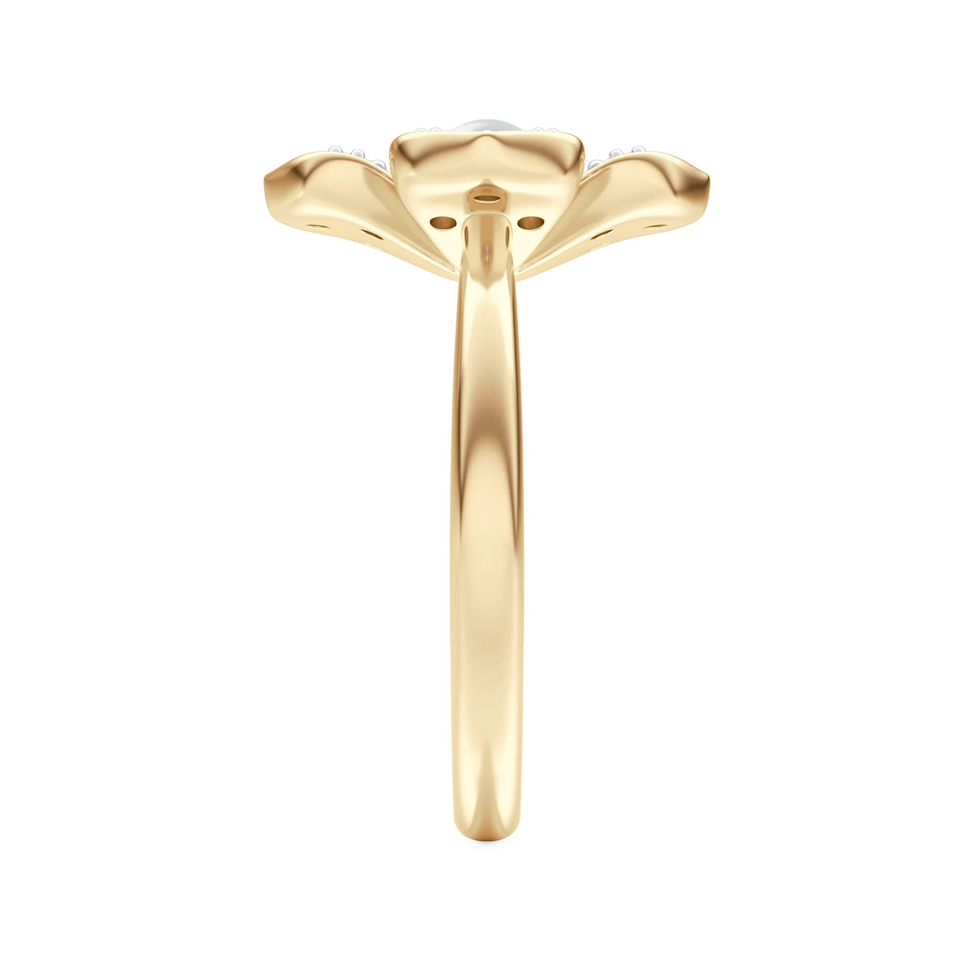 Eden 0.70ct Round Pearl and Lab Diamond Floral Ring in 18K Gold Vermeil - Image 5