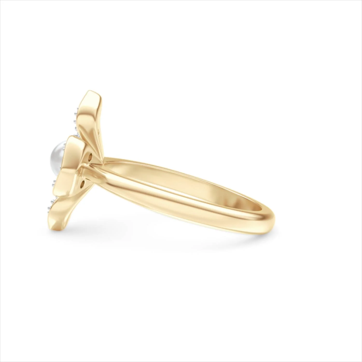 Eden 0.70ct Round Pearl and Lab Diamond Floral Ring in 18K Gold Vermeil - Image 69