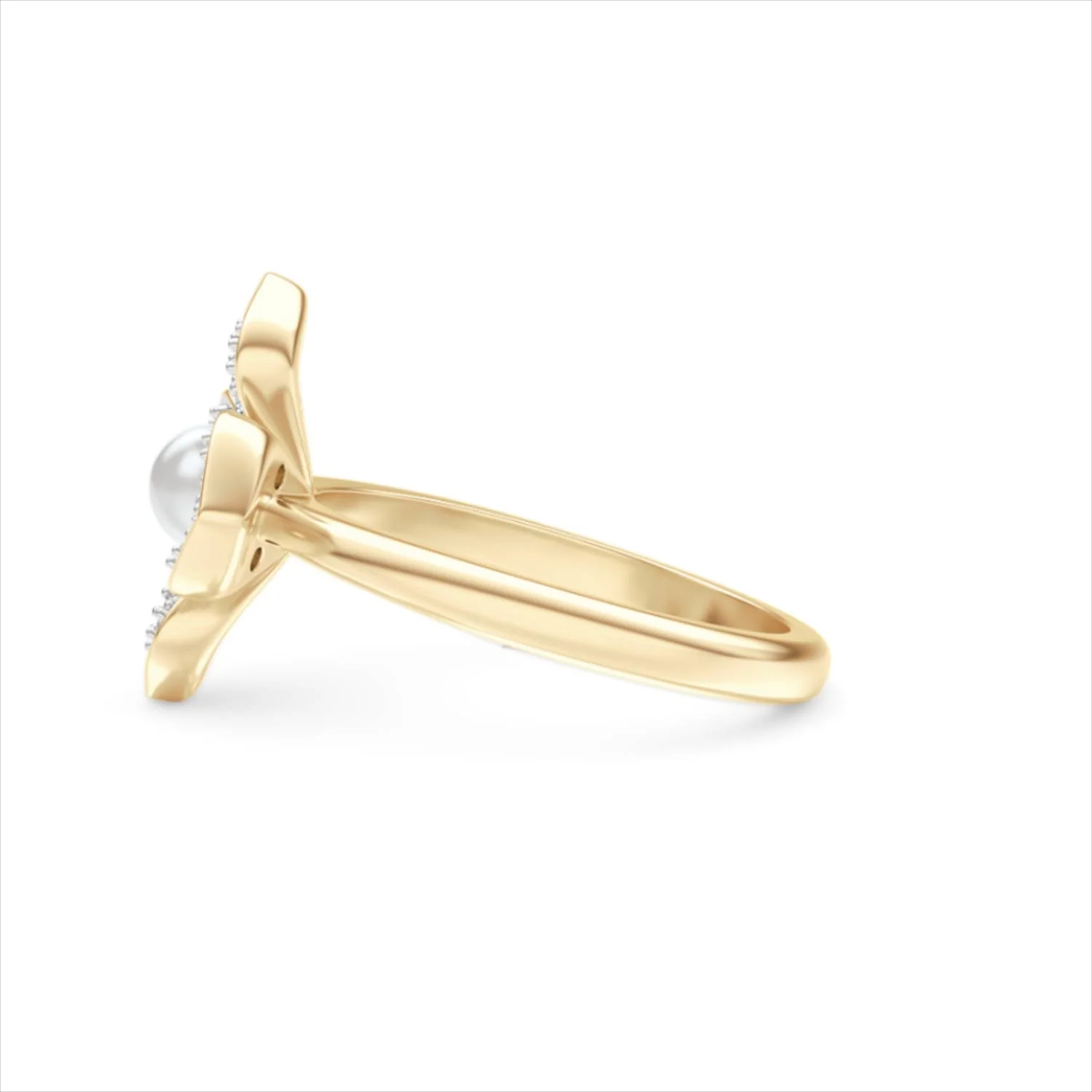 Eden 0.70ct Round Pearl and Lab Diamond Floral Ring in 18K Gold Vermeil - Image 70