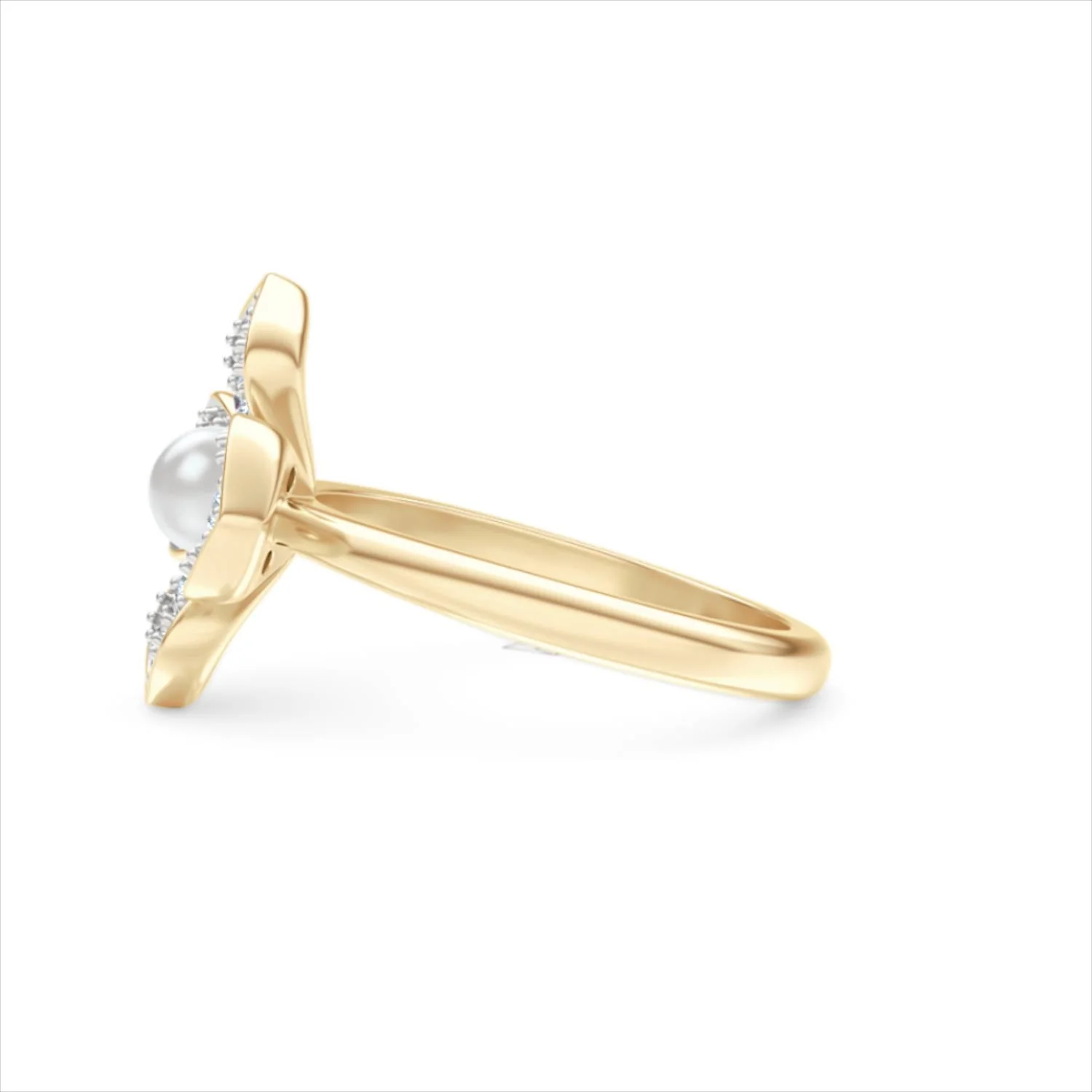 Eden 0.70ct Round Pearl and Lab Diamond Floral Ring in 18K Gold Vermeil - Image 71
