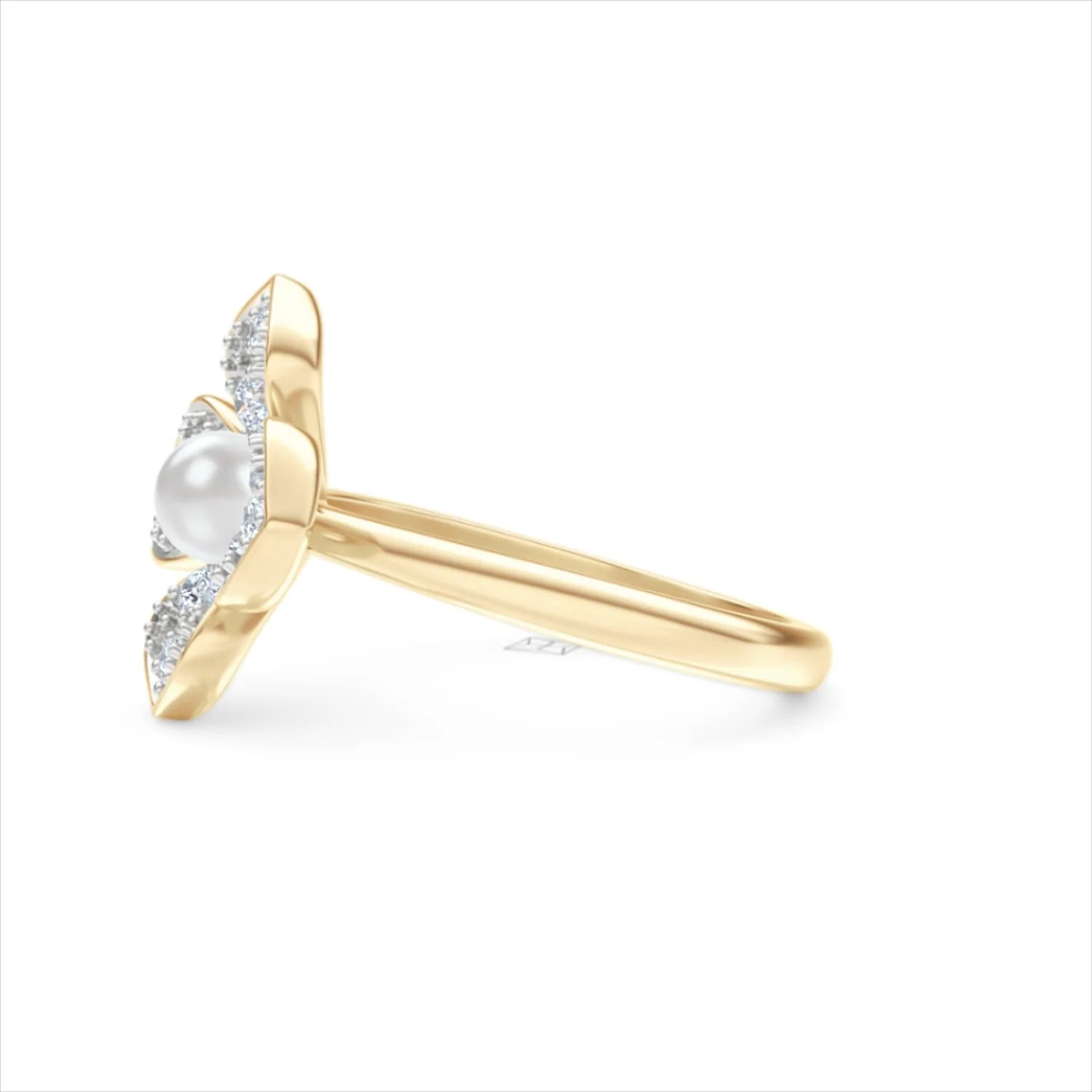 Eden 0.70ct Round Pearl and Lab Diamond Floral Ring in 18K Gold Vermeil - Image 73