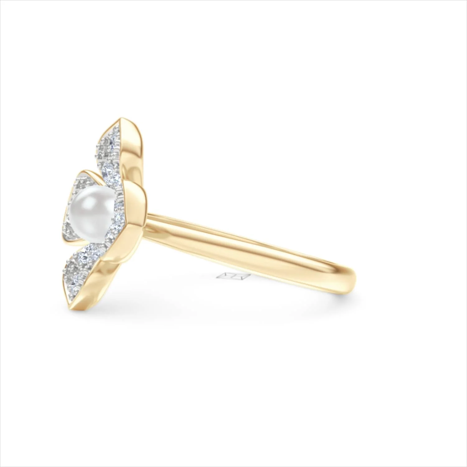 Eden 0.70ct Round Pearl and Lab Diamond Floral Ring in 18K Gold Vermeil - Image 74