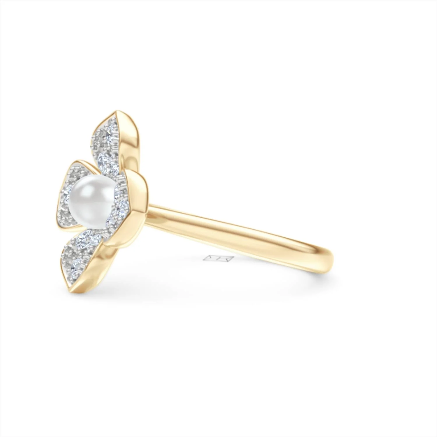 Eden 0.70ct Round Pearl and Lab Diamond Floral Ring in 18K Gold Vermeil - Image 75