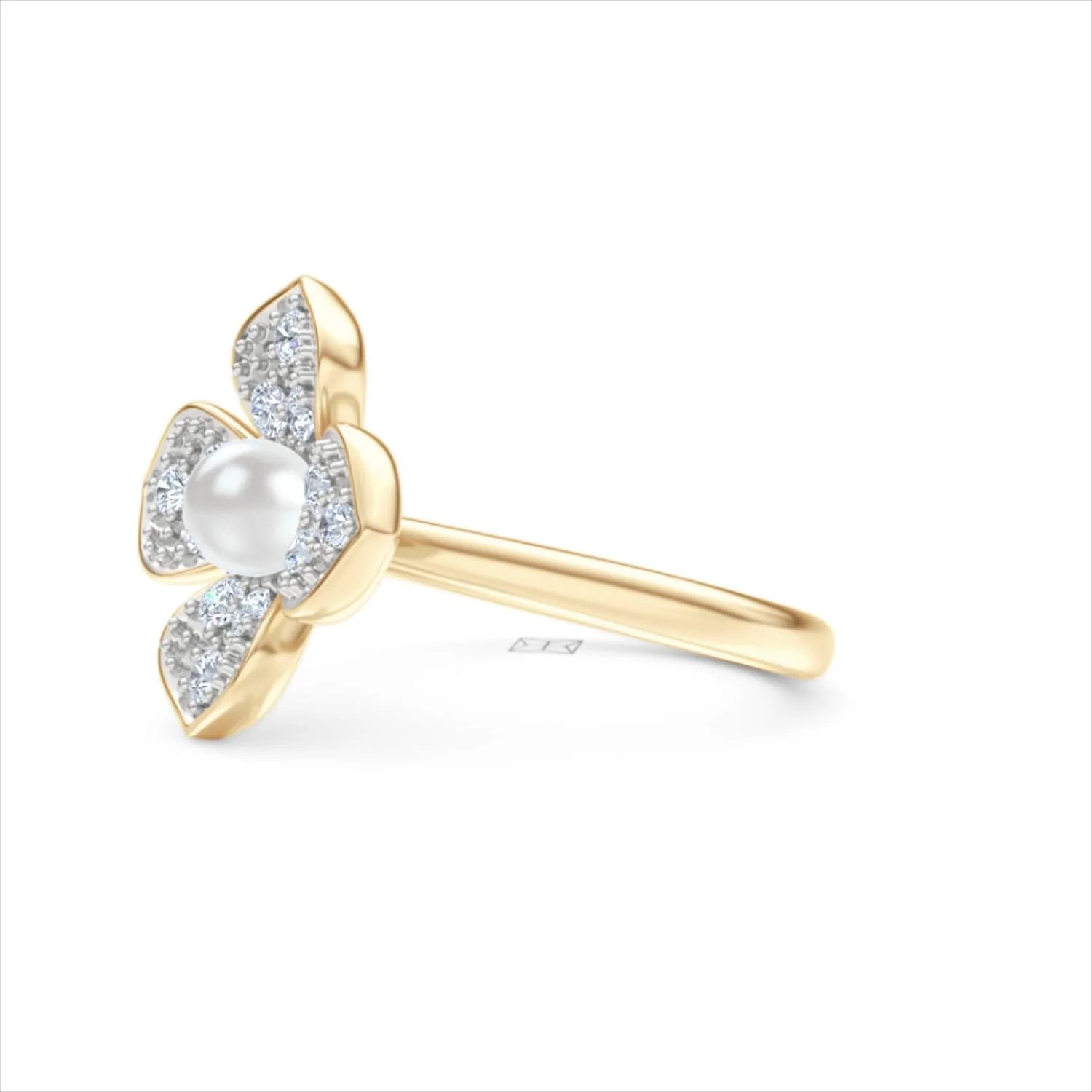 Eden 0.70ct Round Pearl and Lab Diamond Floral Ring in 18K Gold Vermeil - Image 76