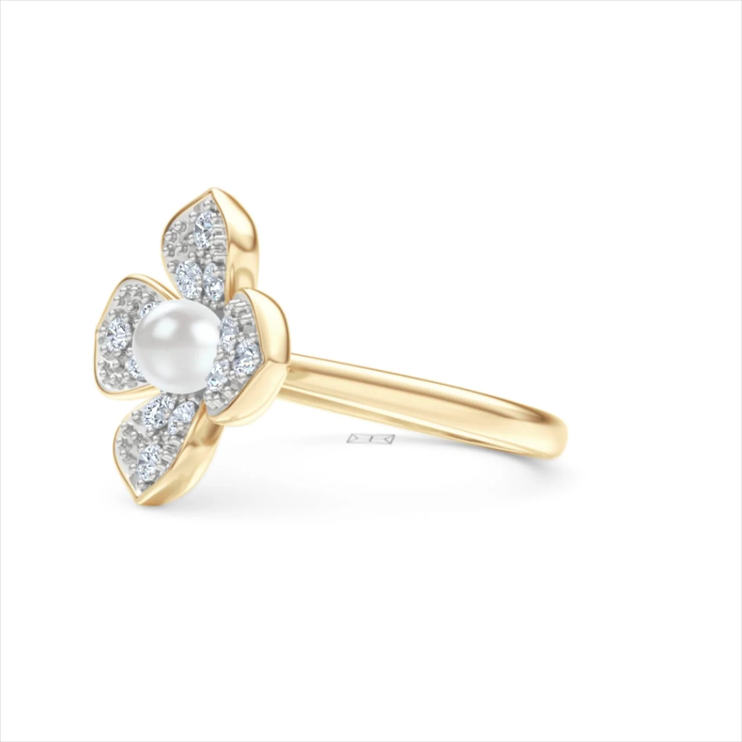 Eden 0.70ct Round Pearl and Lab Diamond Floral Ring in 18K Gold Vermeil - Image 77