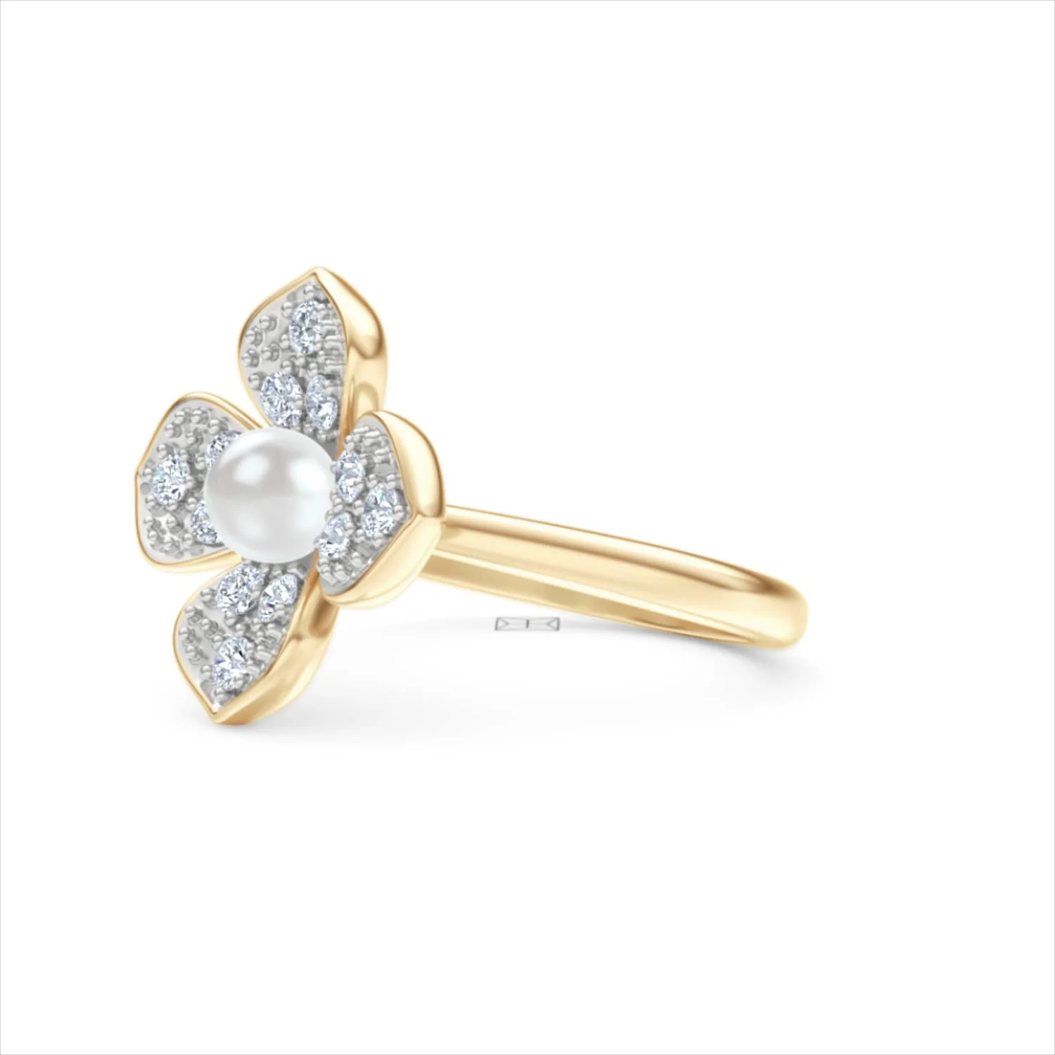 Eden 0.70ct Round Pearl and Lab Diamond Floral Ring in 18K Gold Vermeil - Image 78