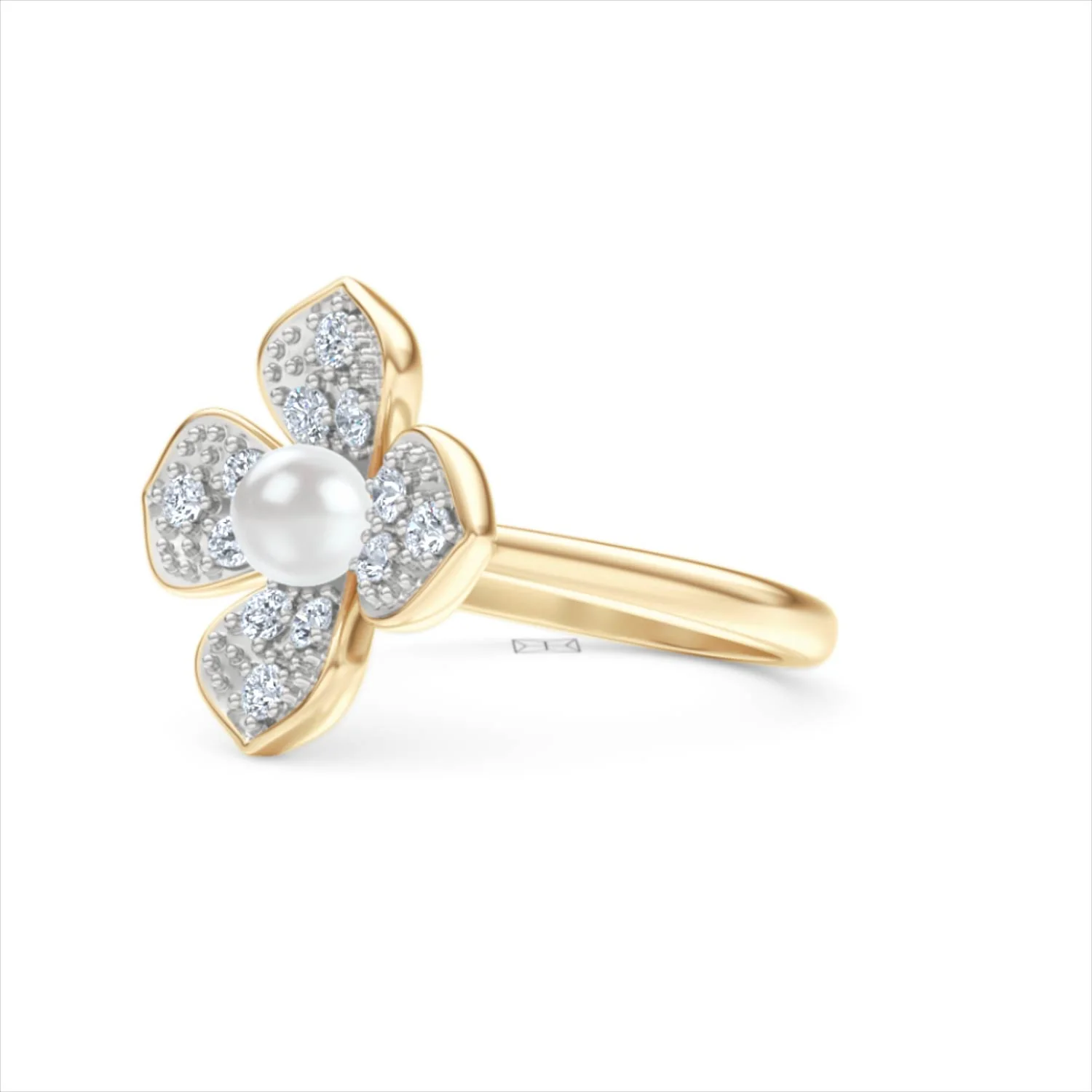 Eden 0.70ct Round Pearl and Lab Diamond Floral Ring in 18K Gold Vermeil - Image 79