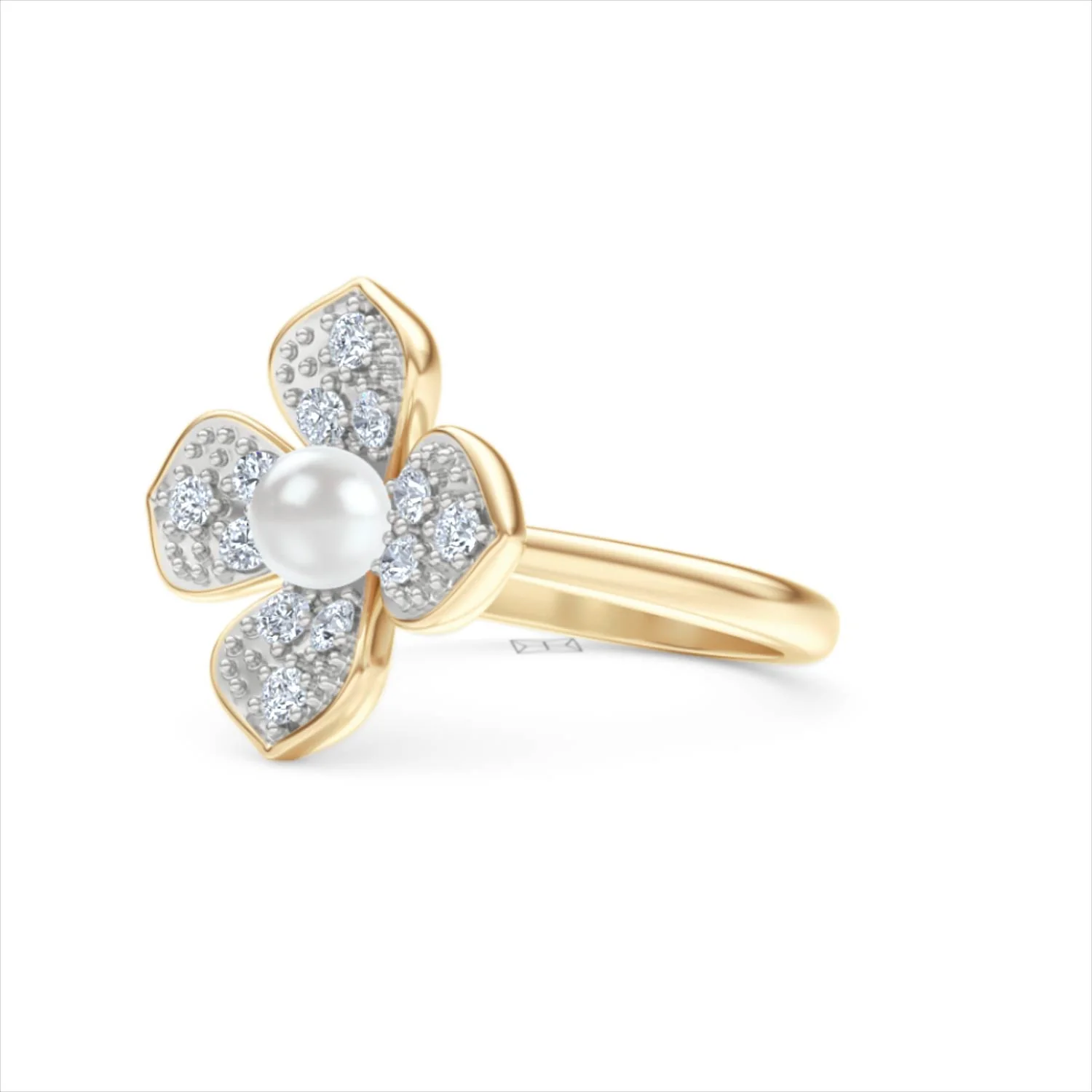 Eden 0.70ct Round Pearl and Lab Diamond Floral Ring in 18K Gold Vermeil - Image 80