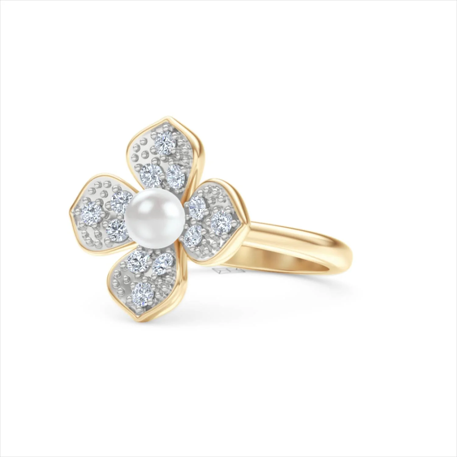 Eden 0.70ct Round Pearl and Lab Diamond Floral Ring in 18K Gold Vermeil - Image 82