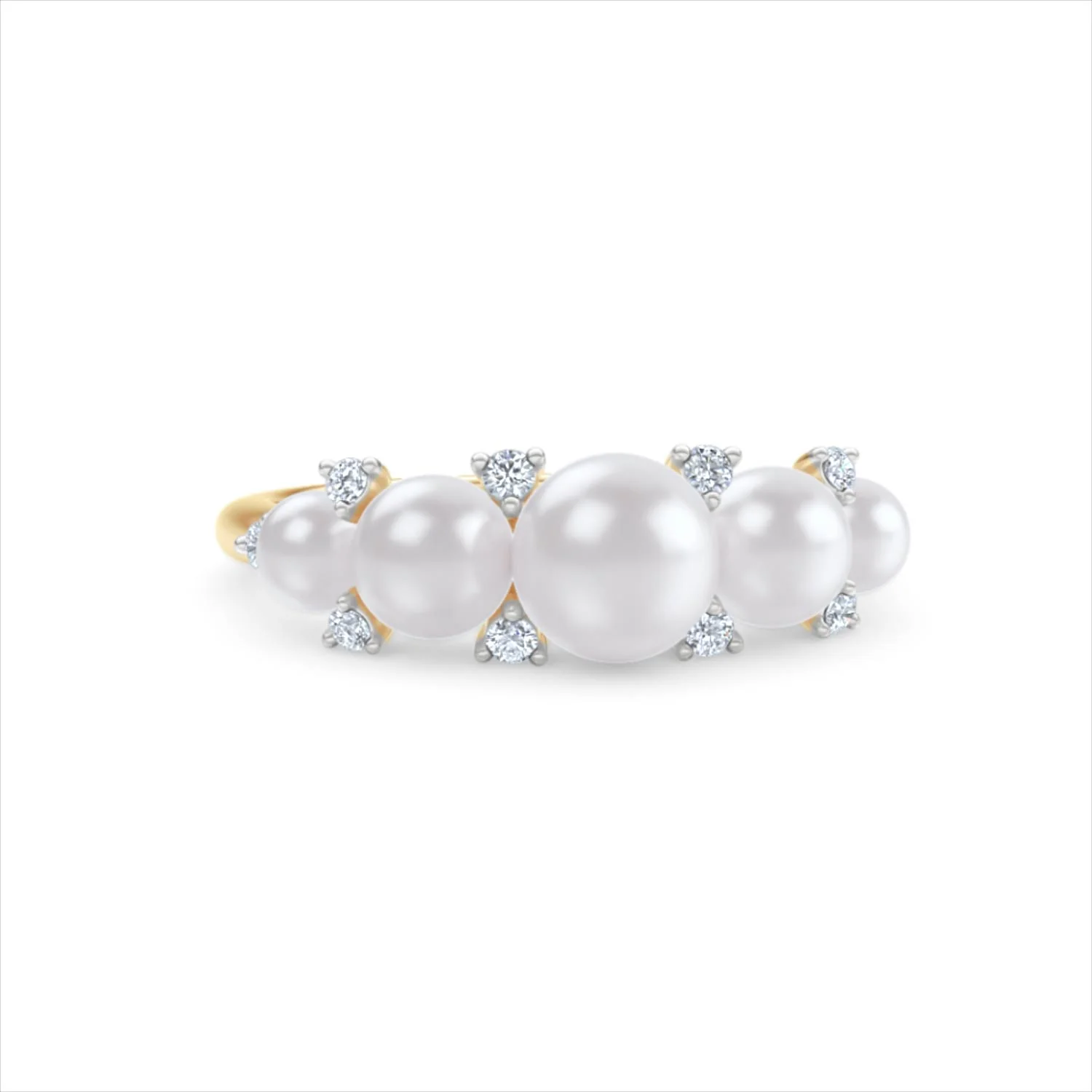 Eden 2.15ct Round Pearl and Lab Diamond 5 Stone Ring in 18K Gold Vermeil - Image 11