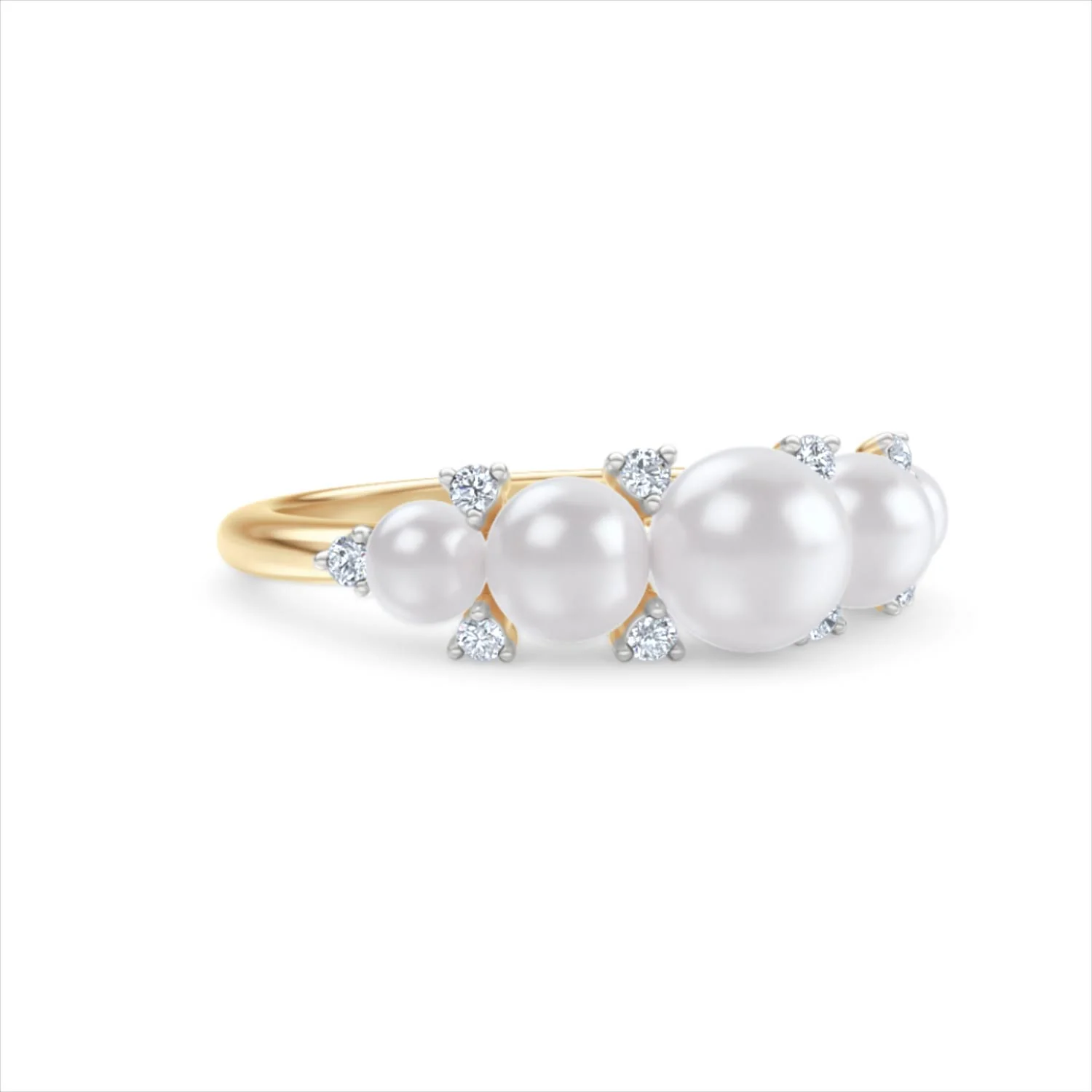 Eden 2.15ct Round Pearl and Lab Diamond 5 Stone Ring in 18K Gold Vermeil - Image 15