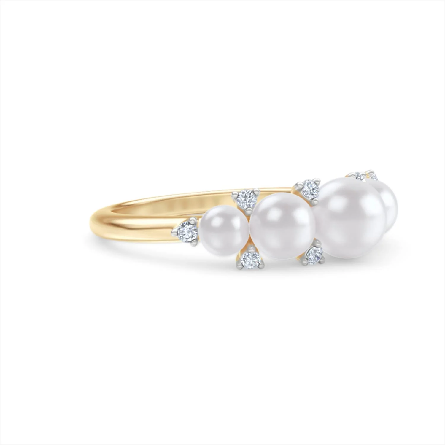 Eden 2.15ct Round Pearl and Lab Diamond 5 Stone Ring in 18K Gold Vermeil - Image 19
