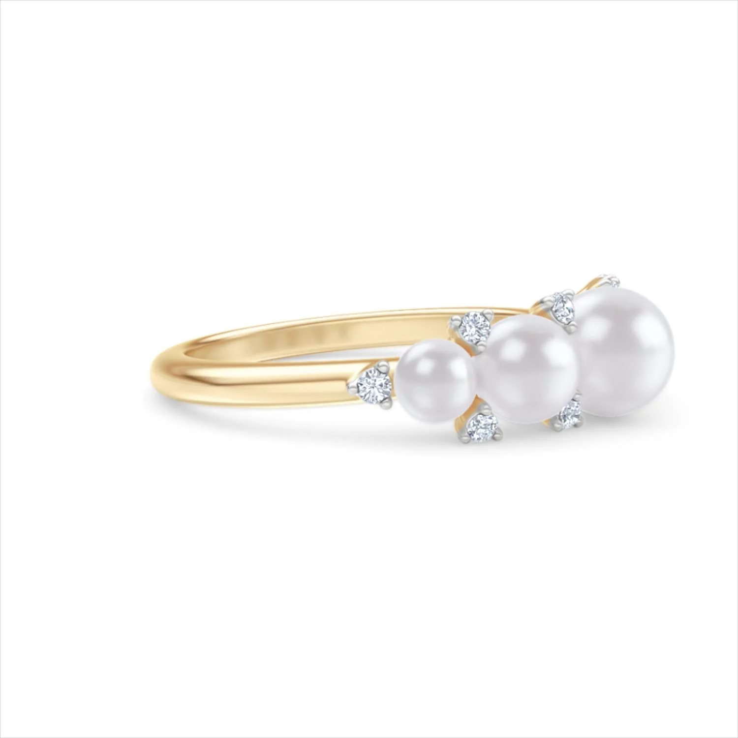 Eden 2.15ct Round Pearl and Lab Diamond 5 Stone Ring in 18K Gold Vermeil - Image 22