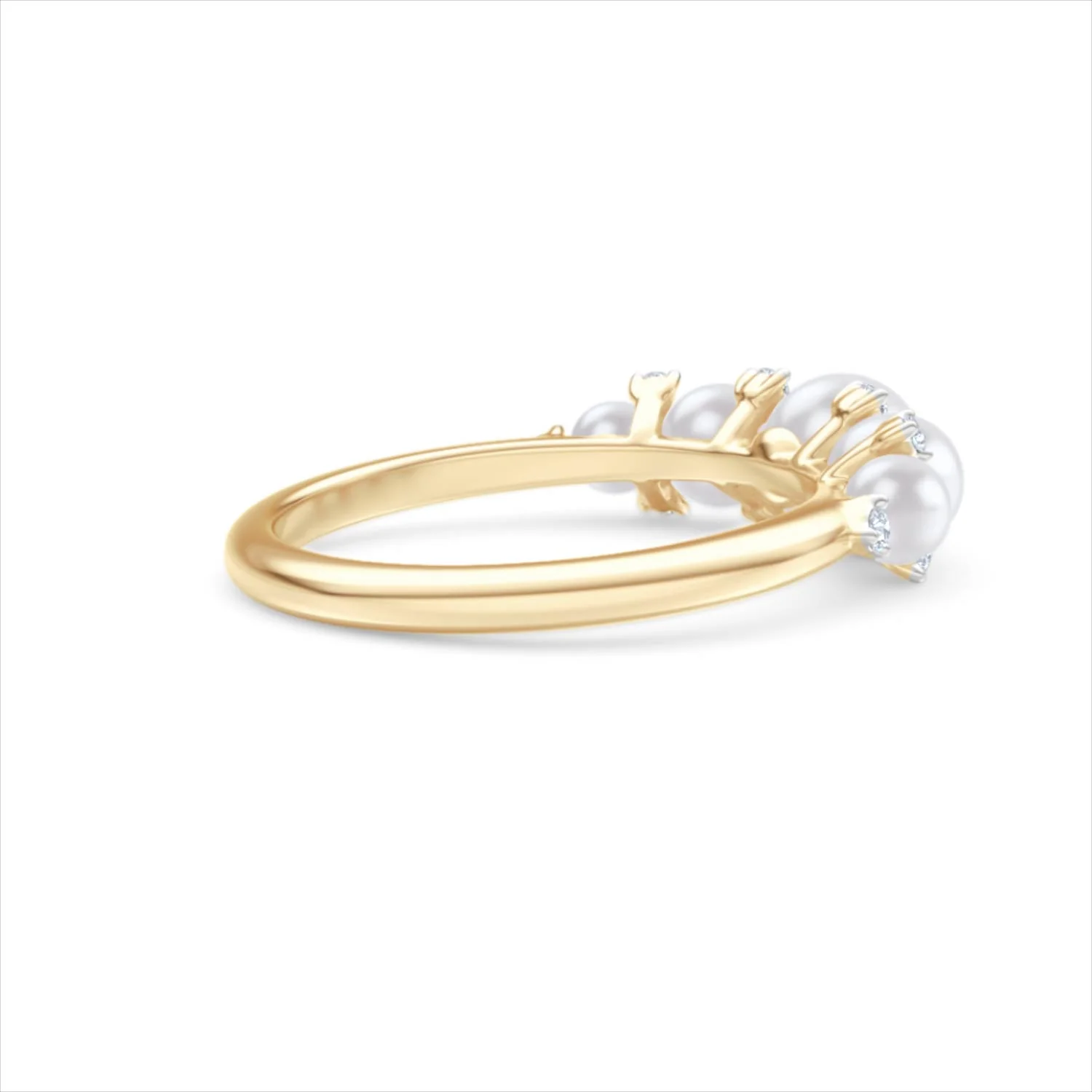 Eden 2.15ct Round Pearl and Lab Diamond 5 Stone Ring in 18K Gold Vermeil - Image 36