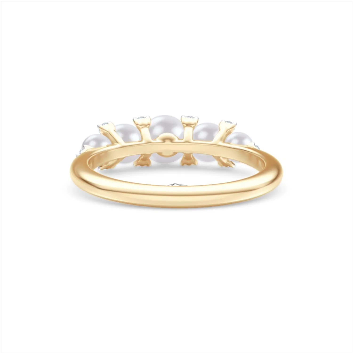 Eden 2.15ct Round Pearl and Lab Diamond 5 Stone Ring in 18K Gold Vermeil - Image 50