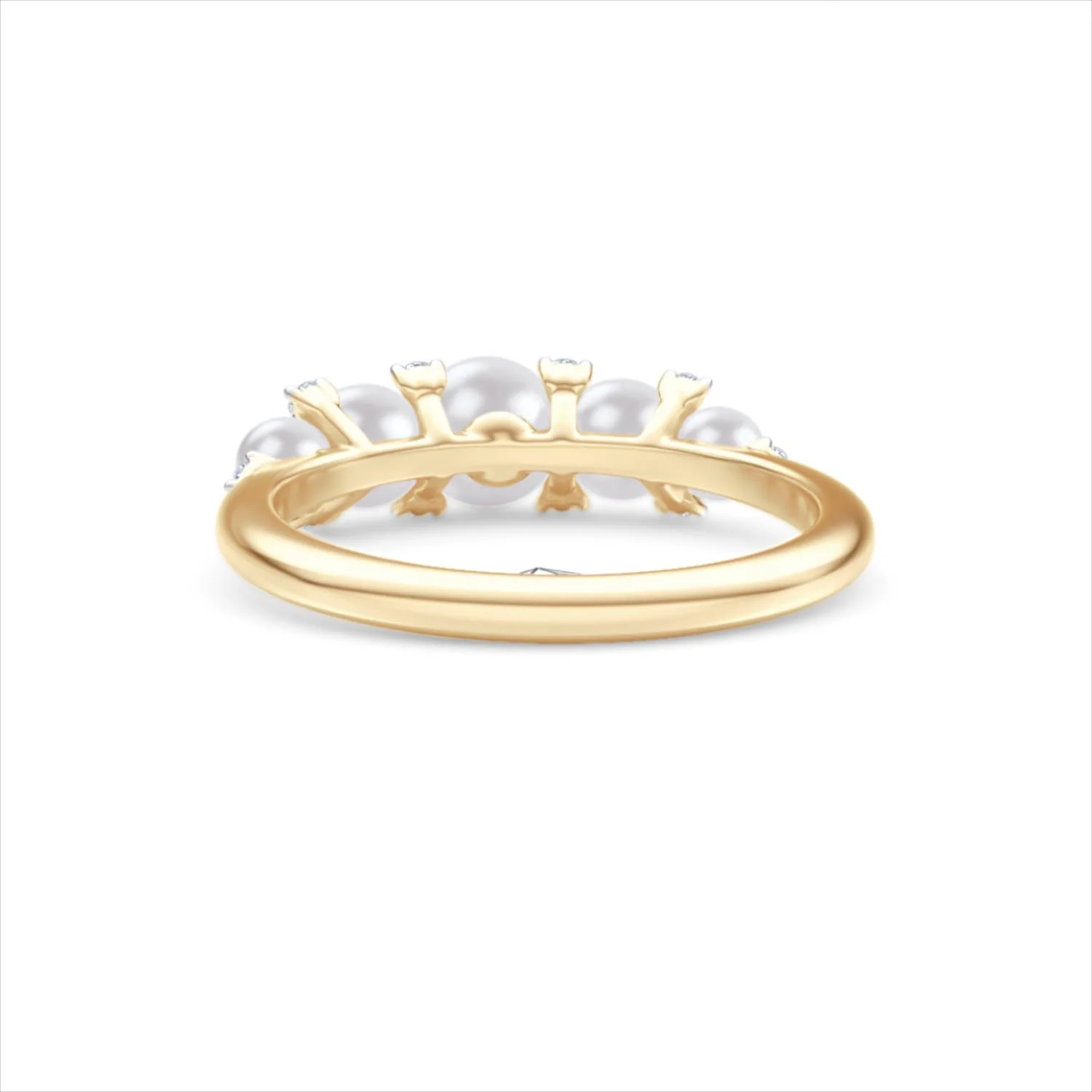Eden 2.15ct Round Pearl and Lab Diamond 5 Stone Ring in 18K Gold Vermeil - Image 51